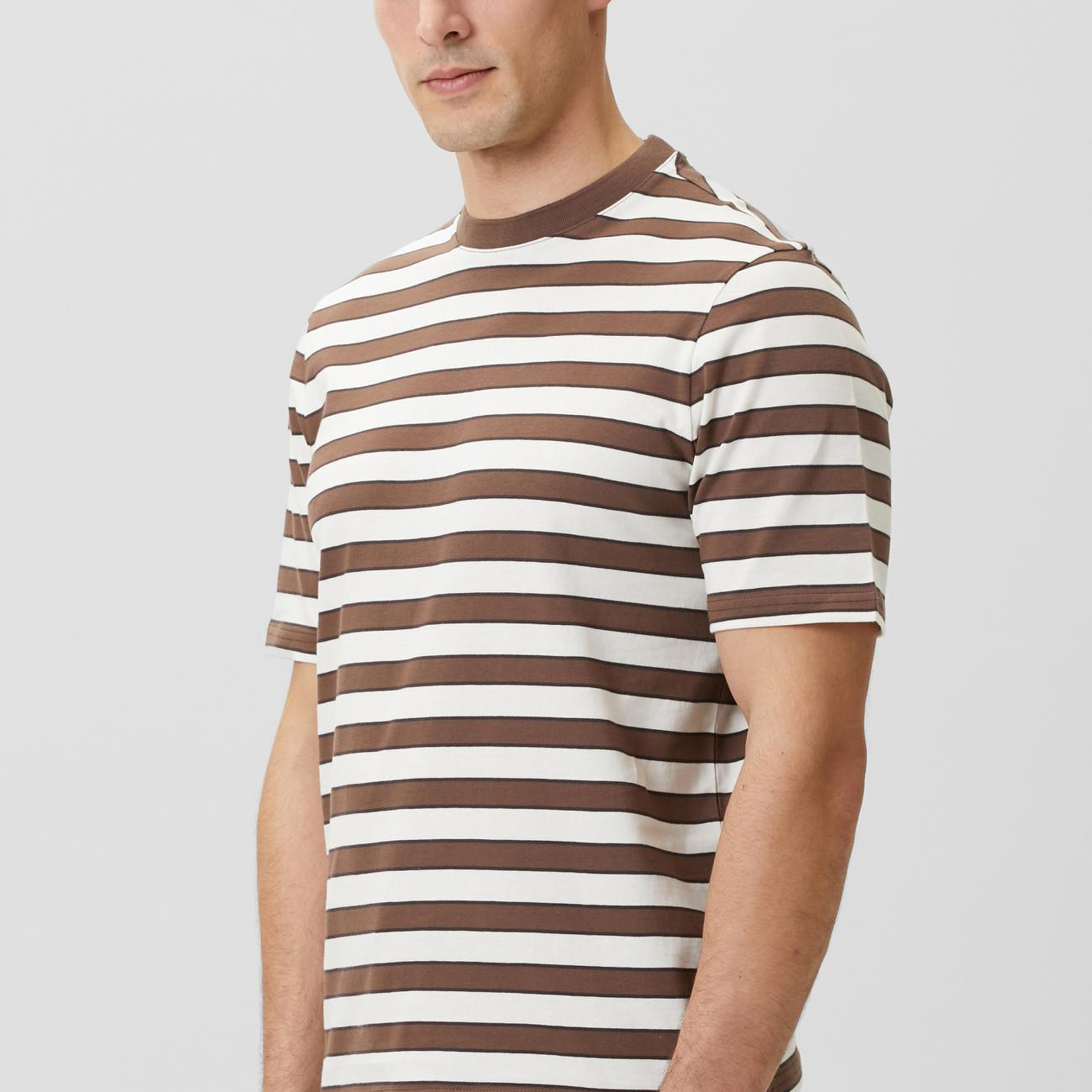 Network Erkek Kahverengi Çizgili T-shirt