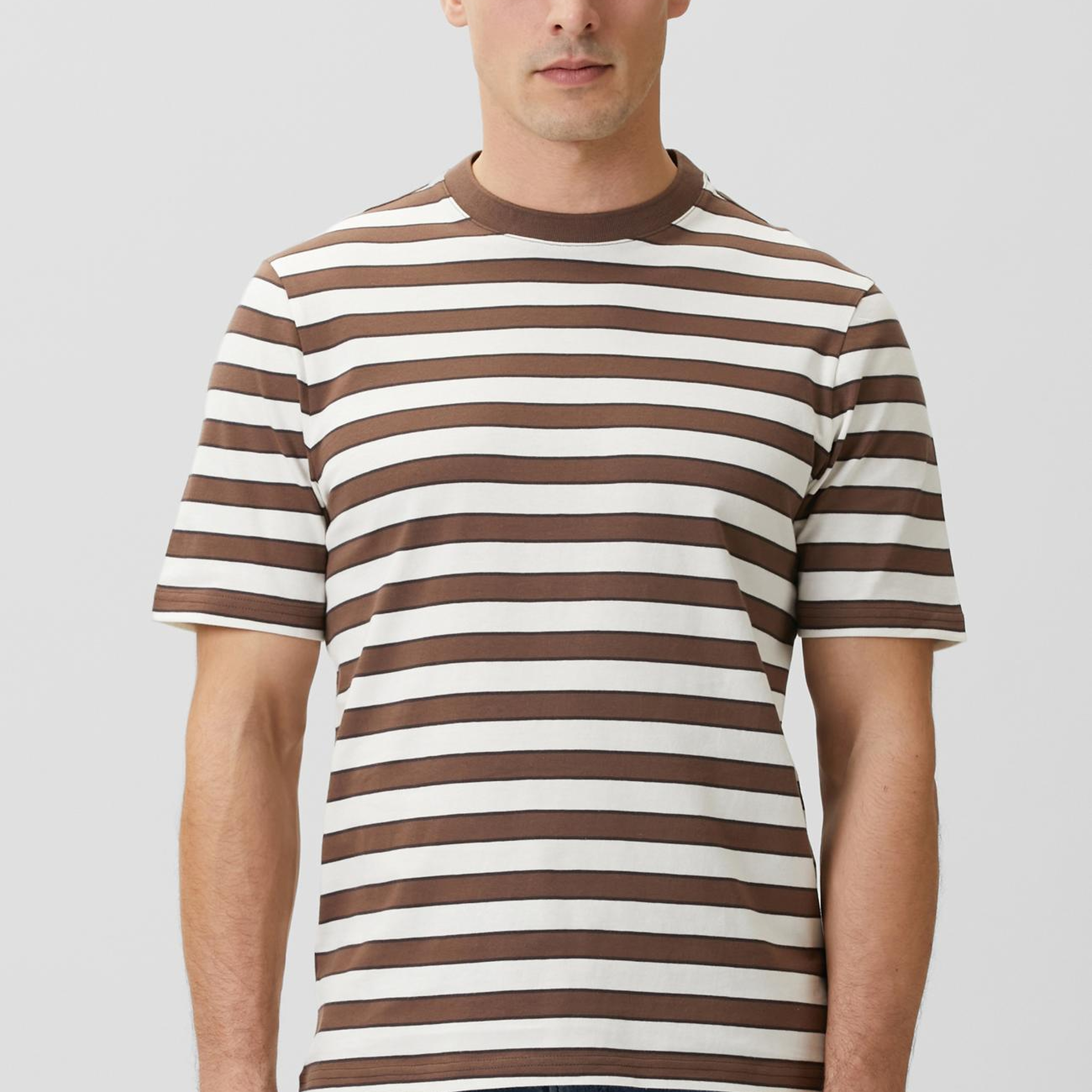 Network Erkek Kahverengi Çizgili T-shirt