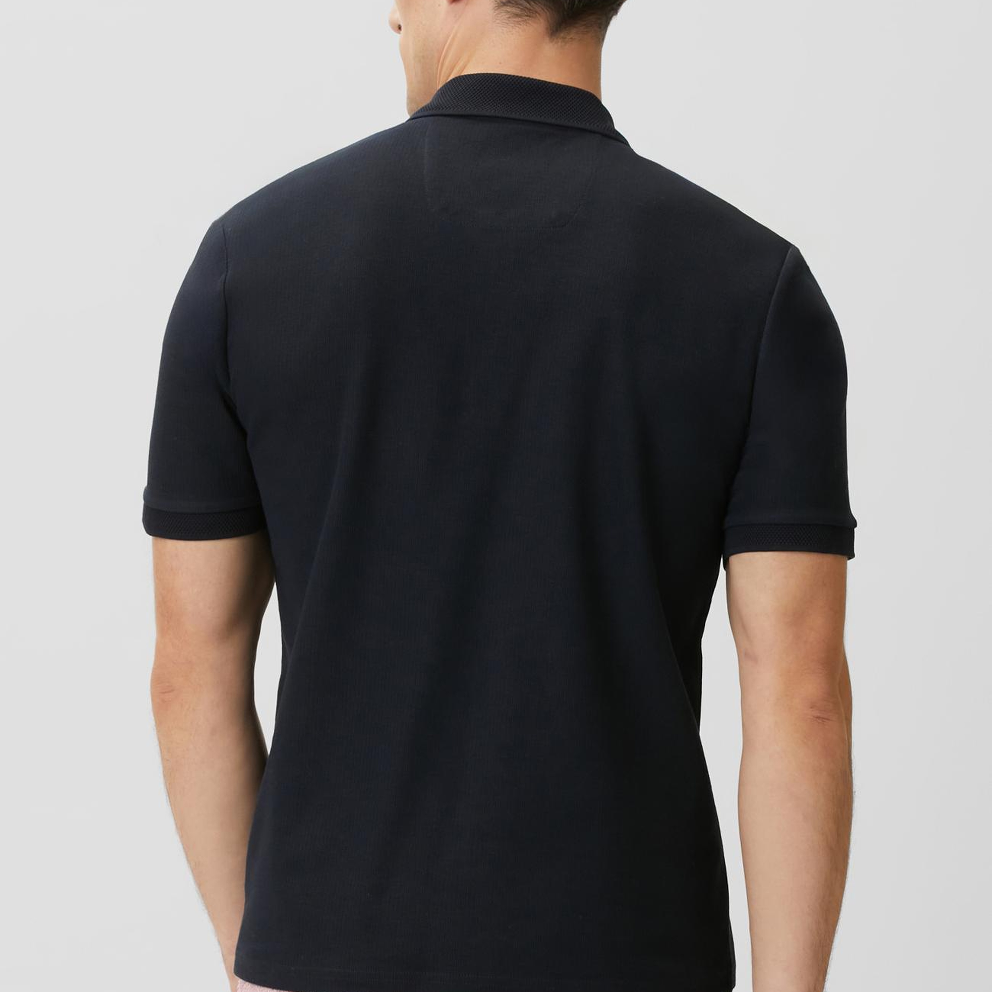 Network Erkek Lacivert Fermuarlı Polo Yaka Jakarlı T-shirt