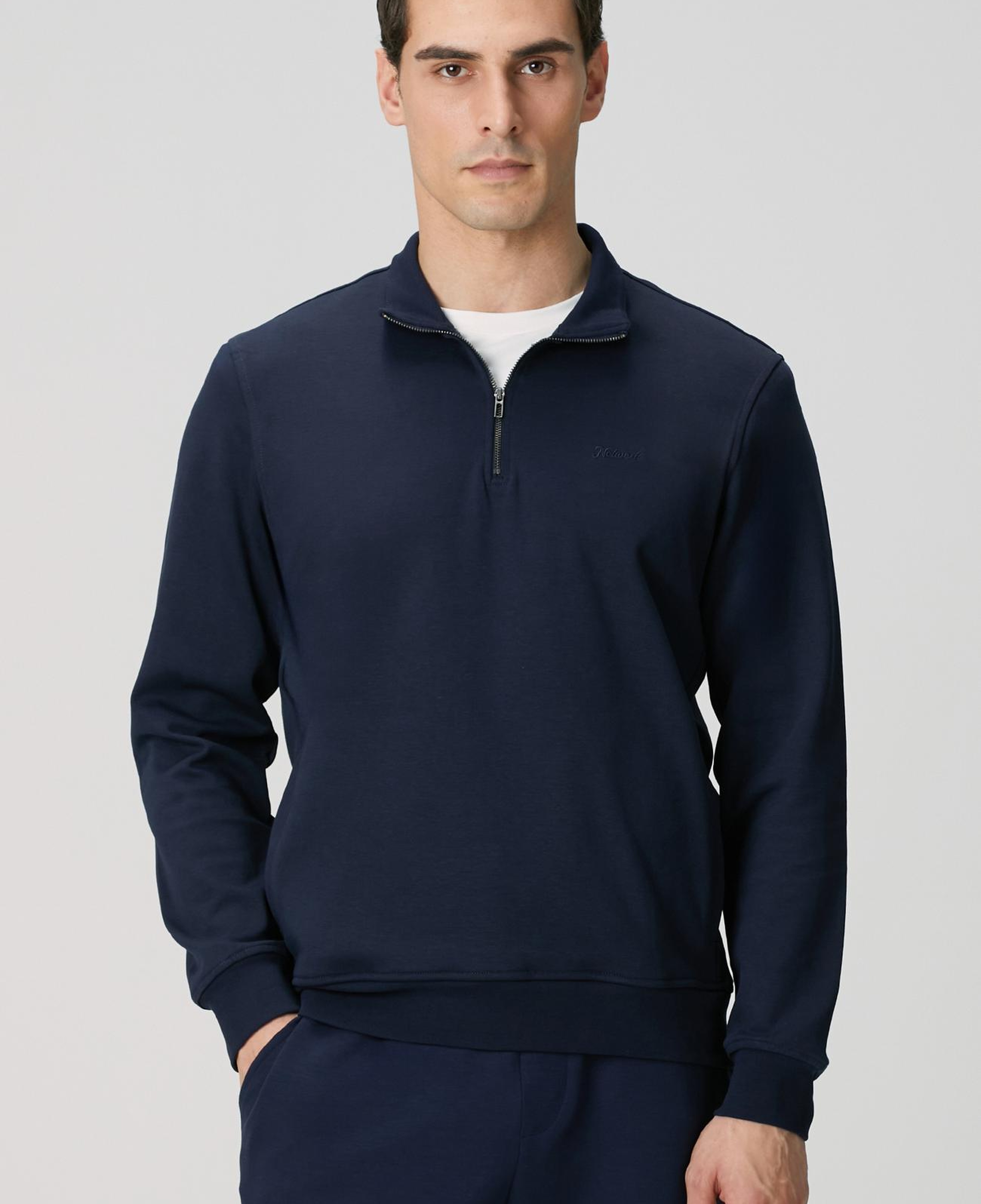 Network Erkek Lacivert Fermuarlı Sweatshirt