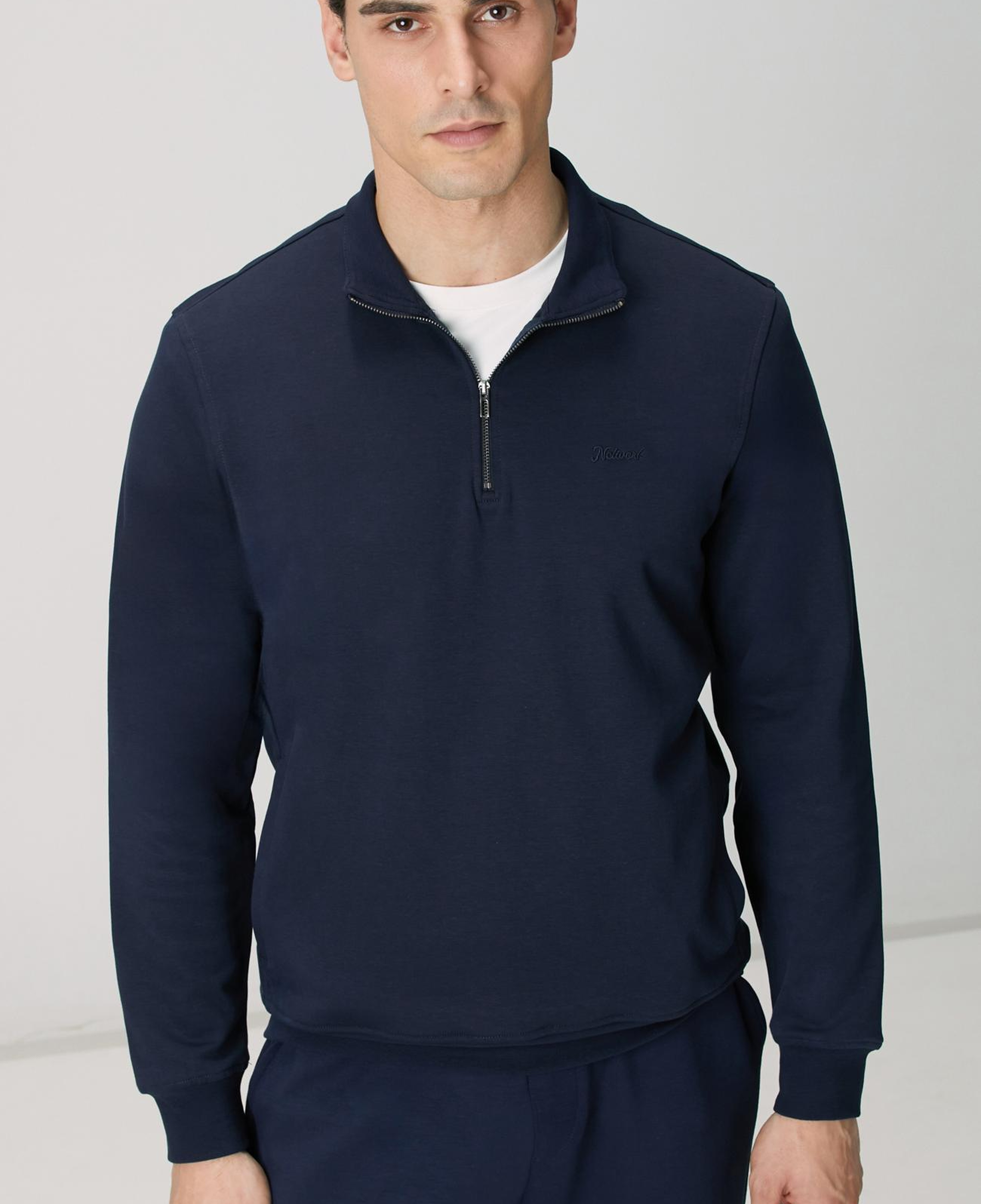Network Erkek Lacivert Fermuarlı Sweatshirt