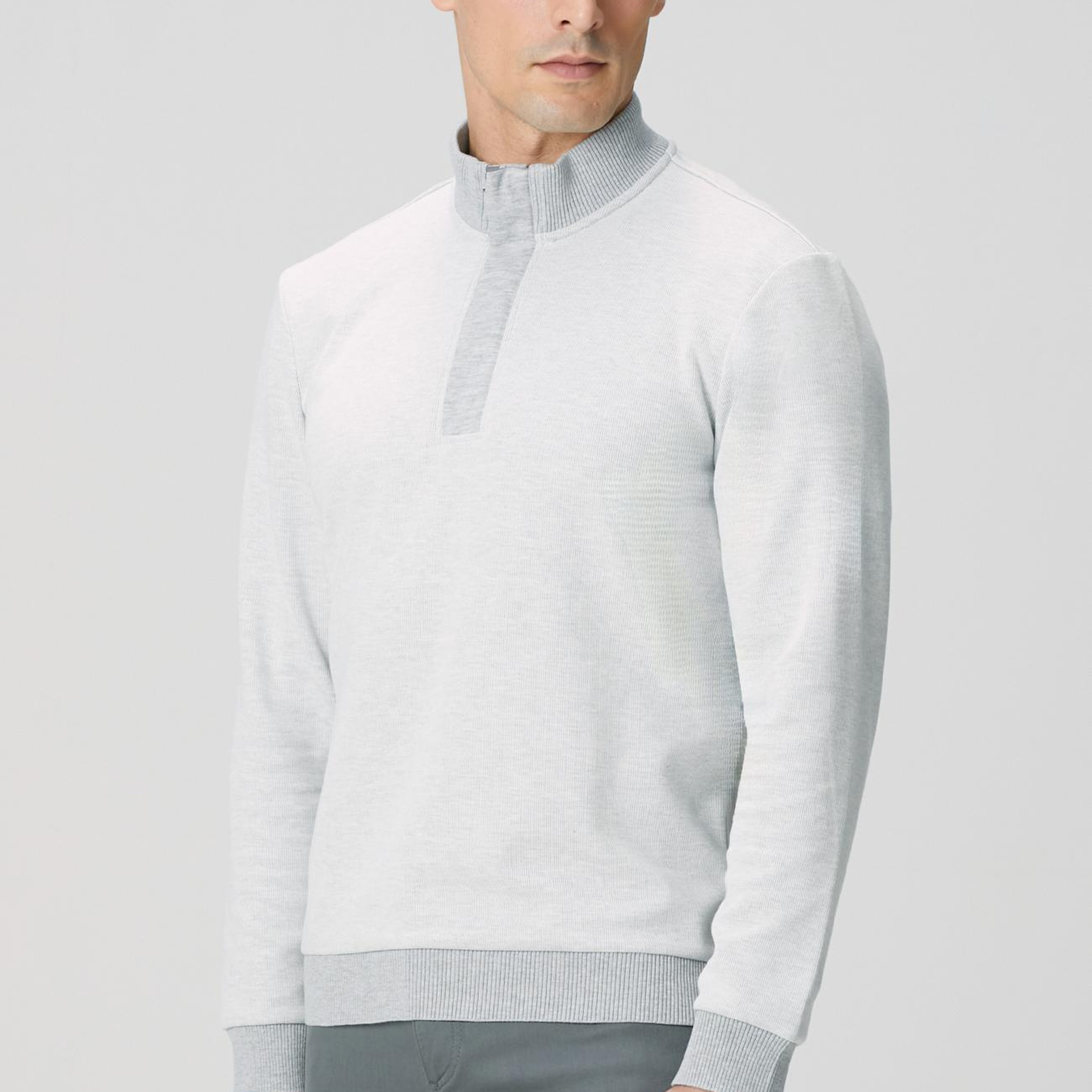 Network Erkek Kırık Beyaz Fermuarlı Yaka Garnili Sweatshirt