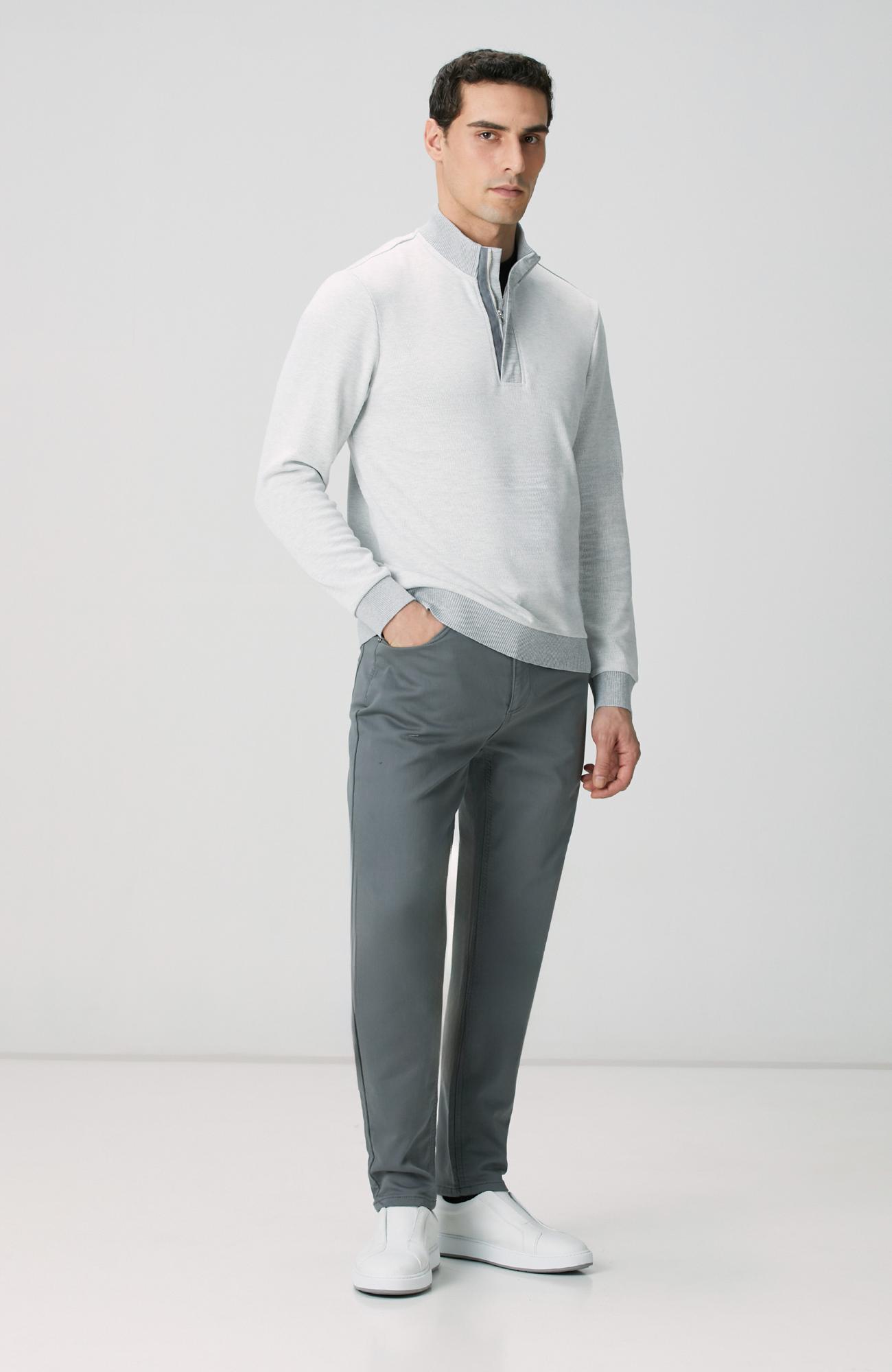 Network Erkek Kırık Beyaz Fermuarlı Yaka Garnili Sweatshirt
