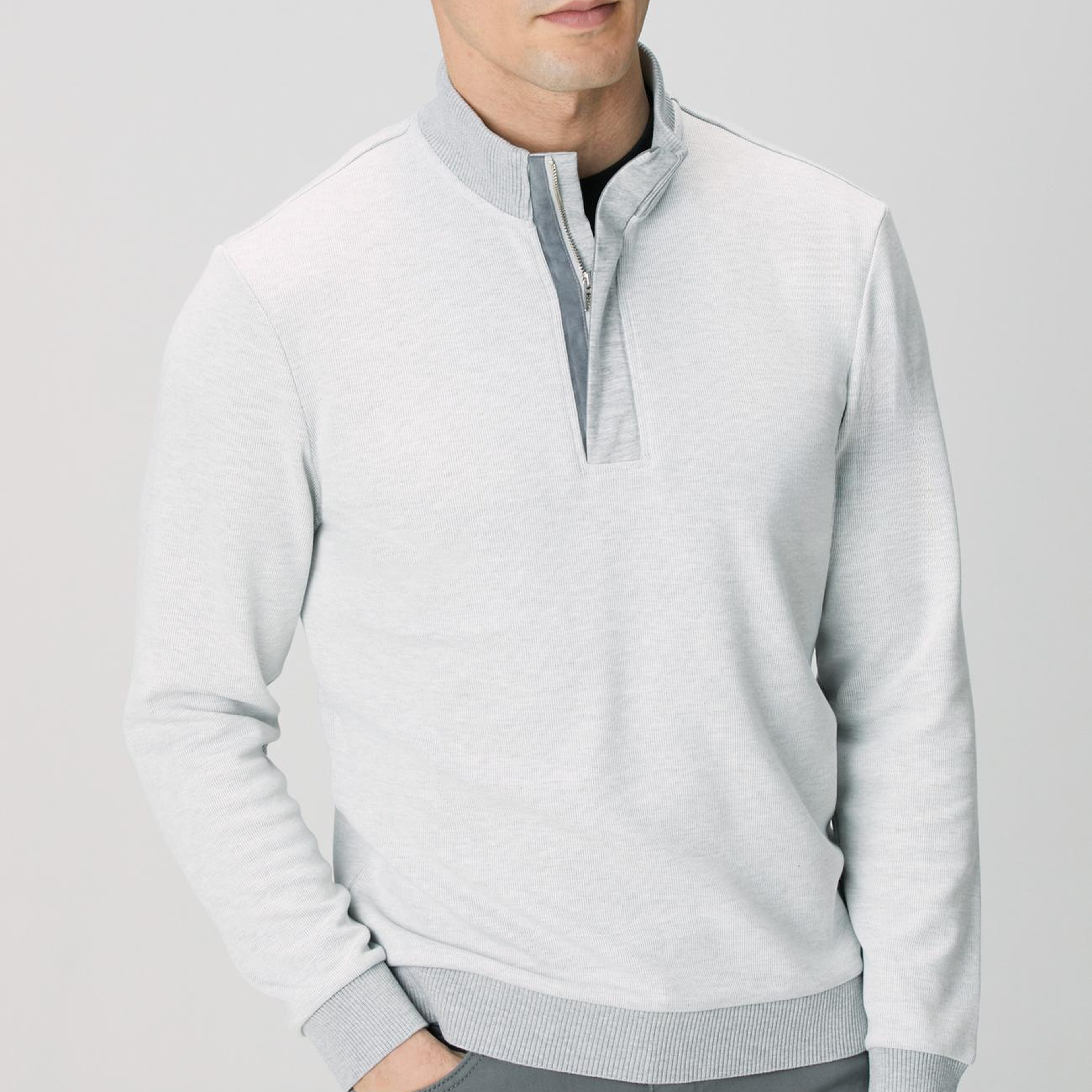 Network Erkek Kırık Beyaz Fermuarlı Yaka Garnili Sweatshirt