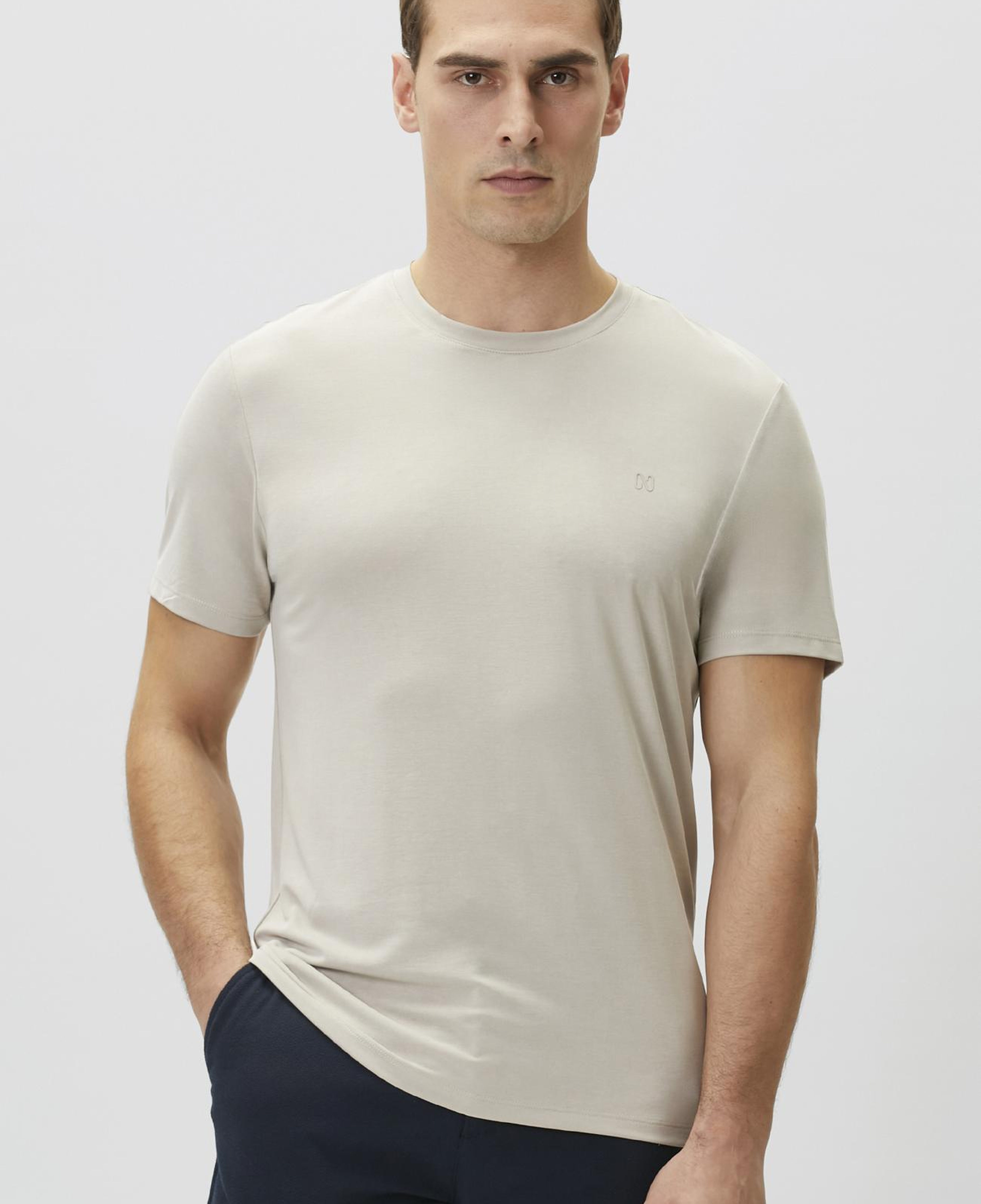 Network Erkek Bej Basic Modal T-shirt