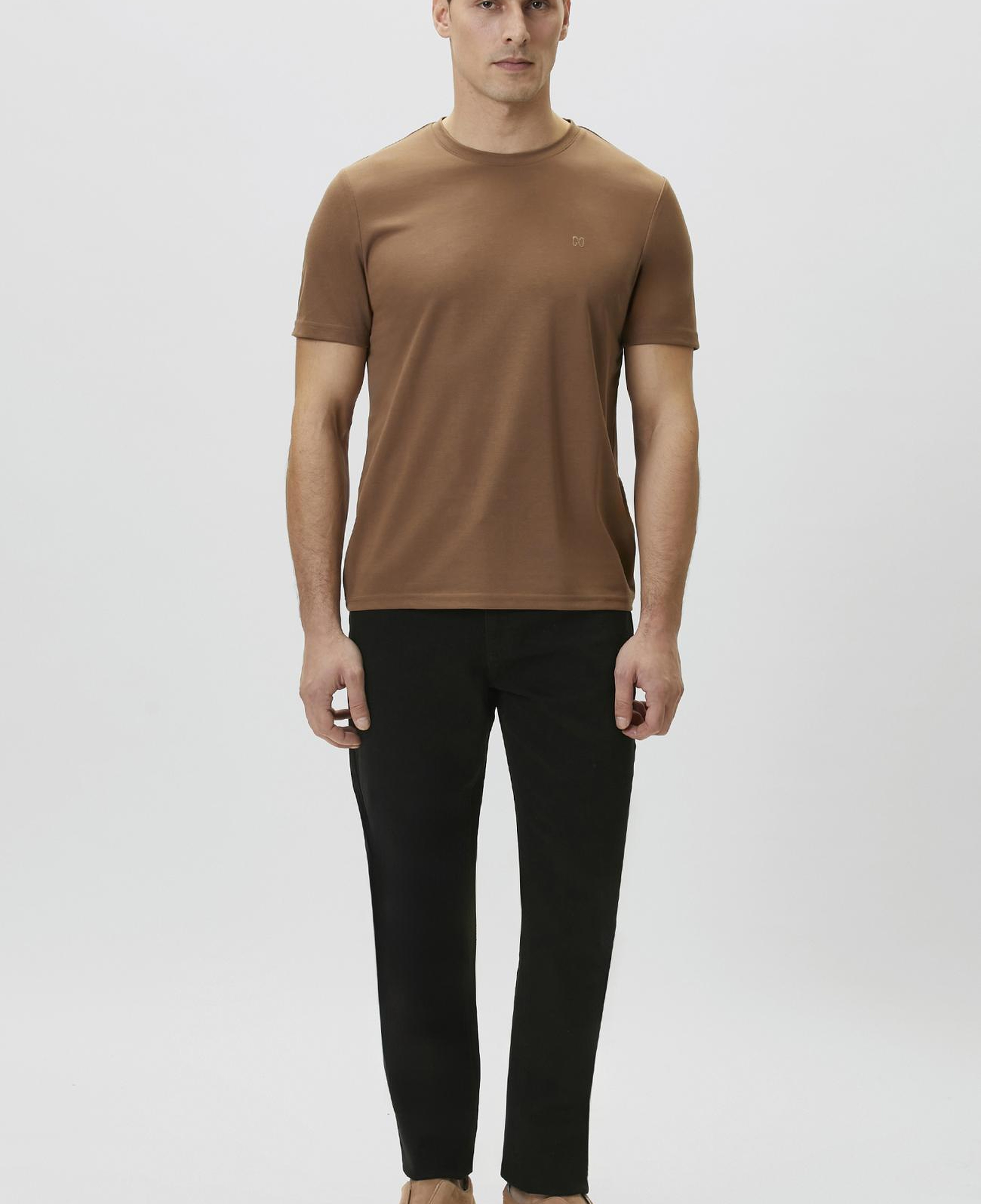 Network Erkek Kahverengi Pike Desen Basic T-shirt