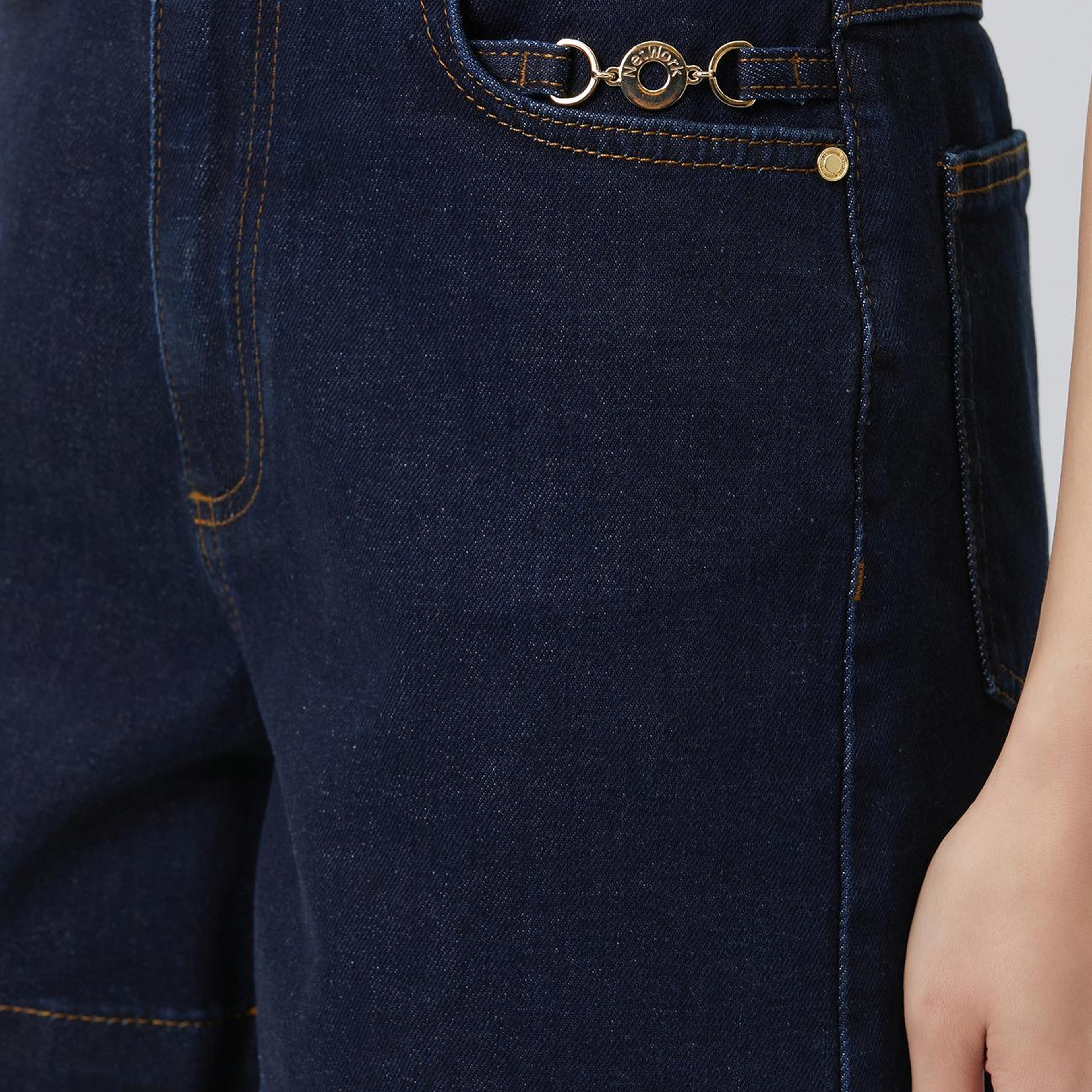 Network Kadın Lacivert Raw Yıkama Kısa Denim Şort
