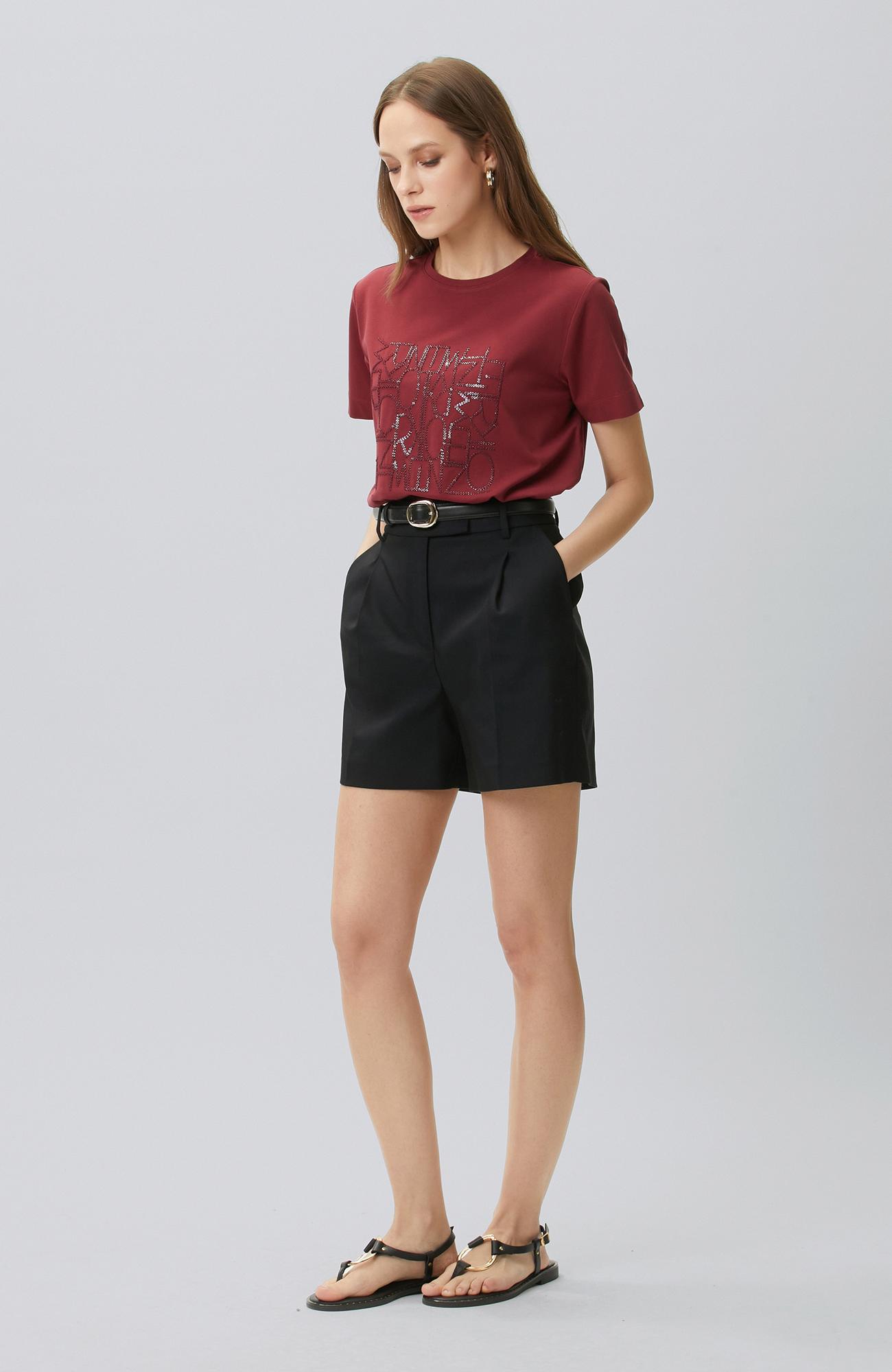 Network Kadın Vişne Nakış Detaylı T-shirt