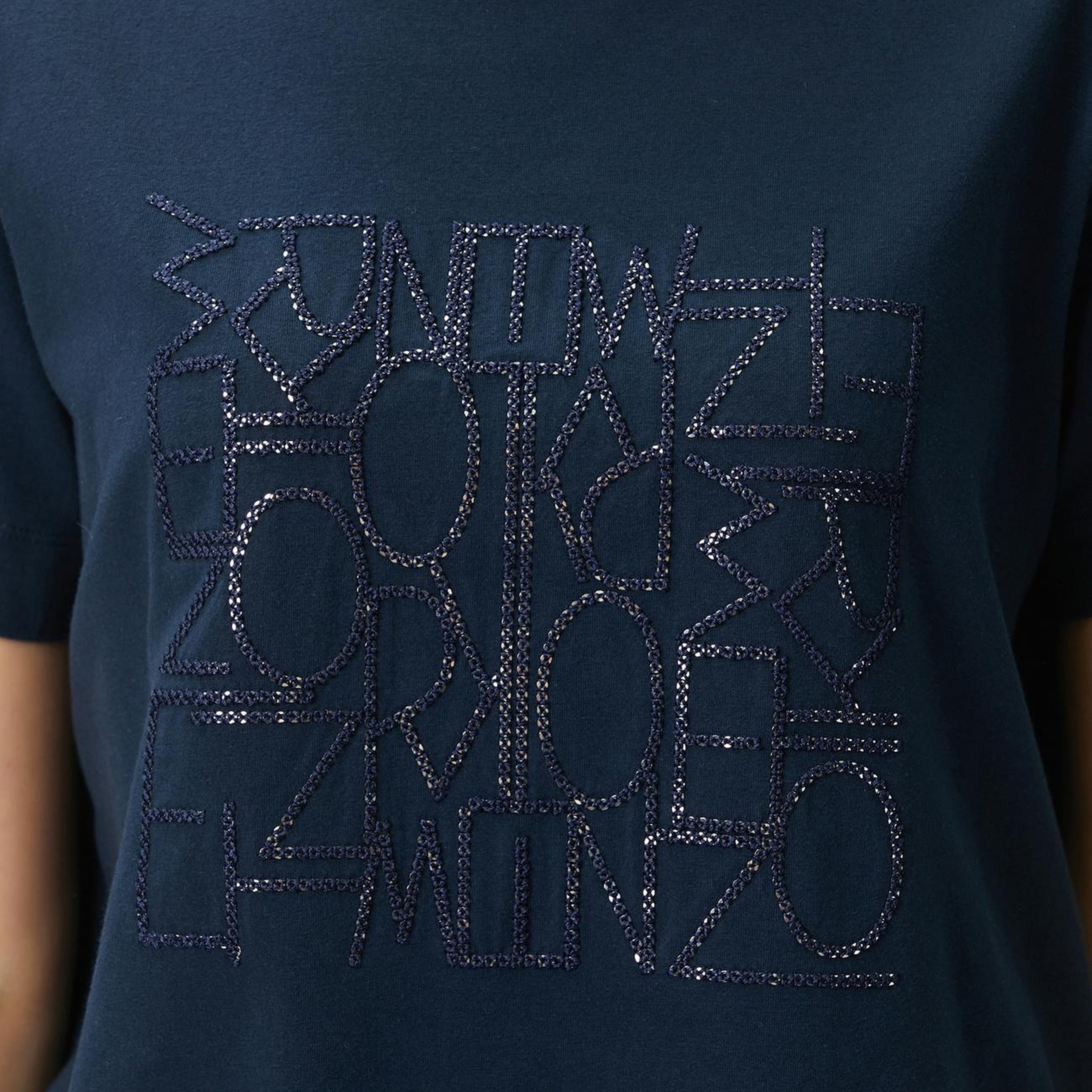 Network Kadın Lacivert Nakış Detaylı T-shirt