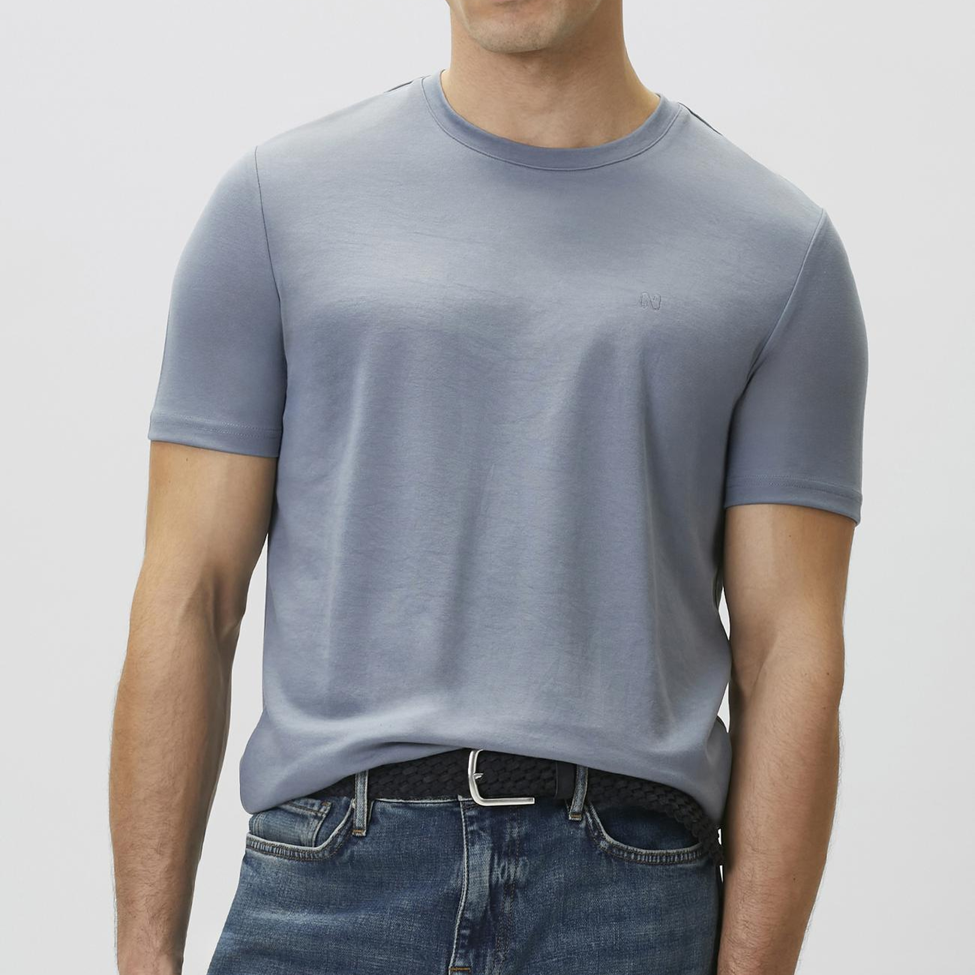 Network Erkek Mavi Pike Desen Basic T-shirt
