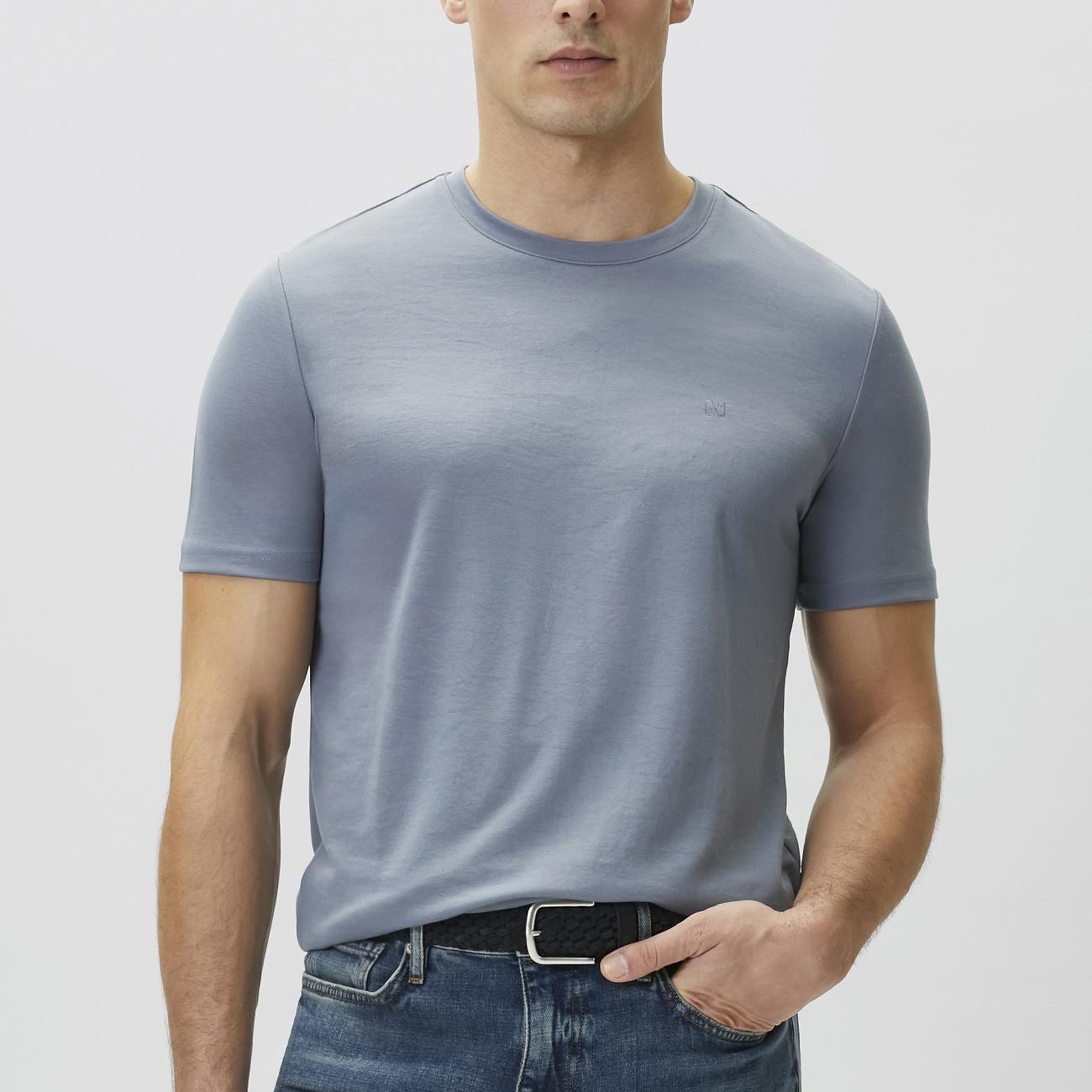 Network Erkek Mavi Pike Desen Basic T-shirt