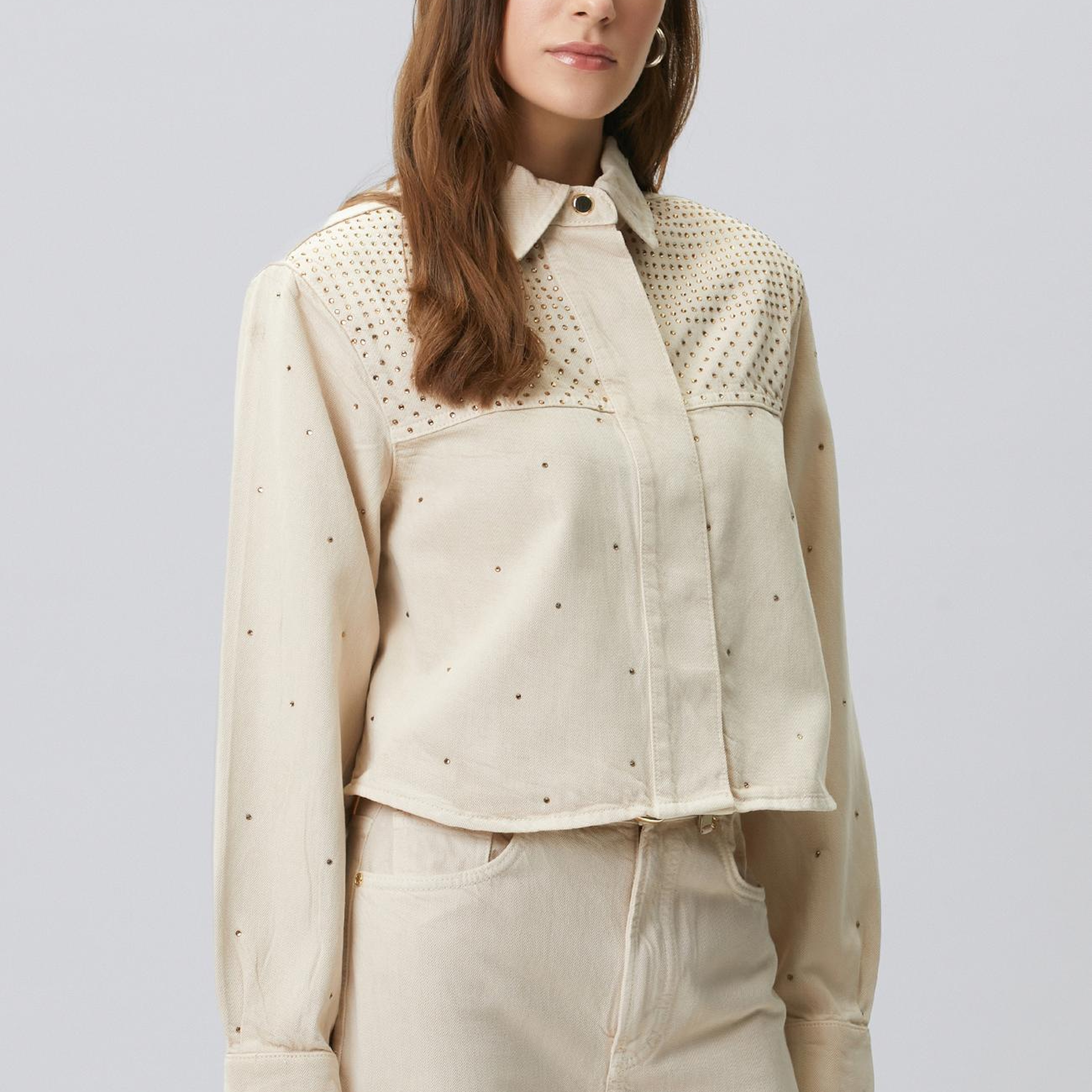 Network Kadın Bej Hotfixli Denim Mont