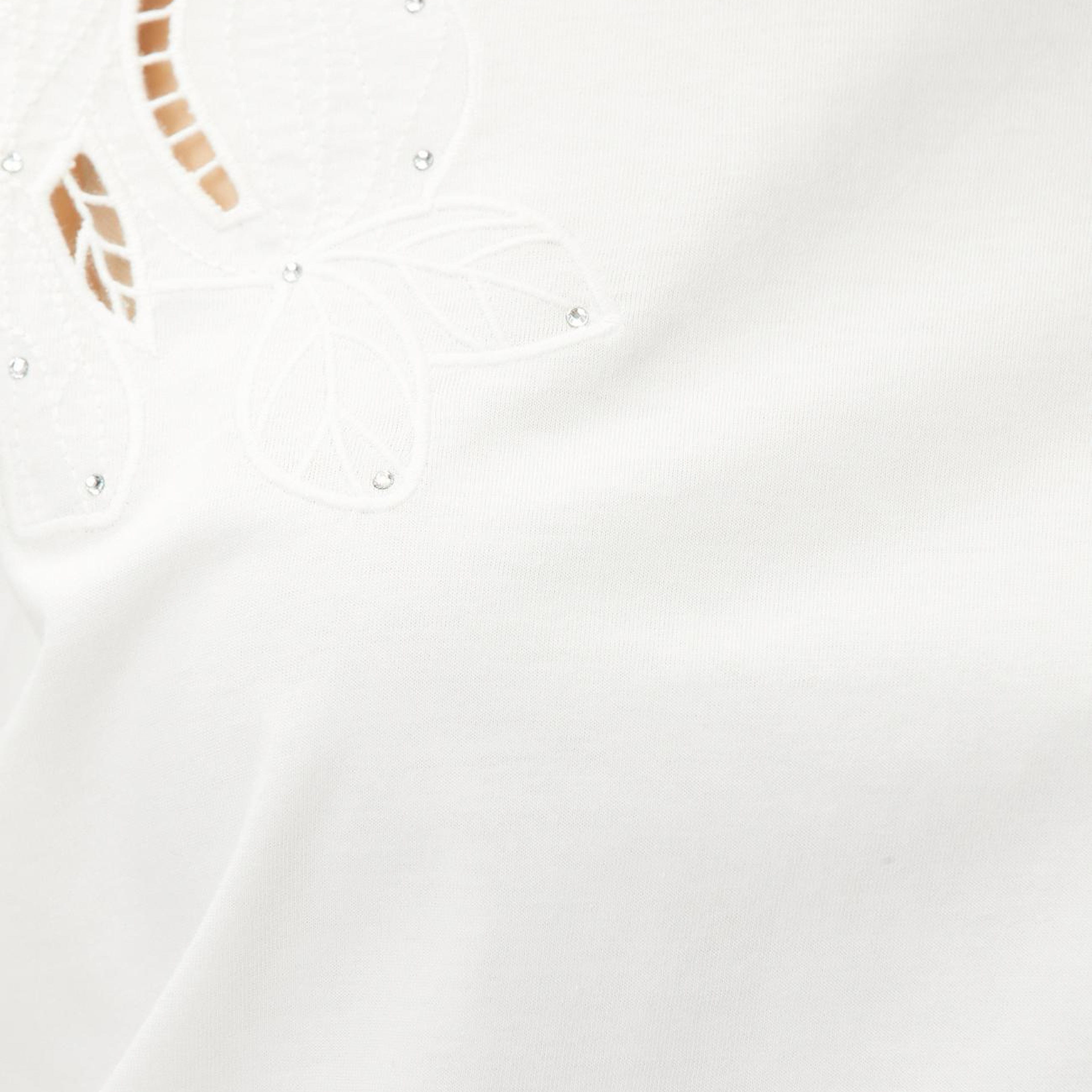 Network Kadın Kırık Beyaz Düşük Omuz Omzu Brode Detaylı T-shirt