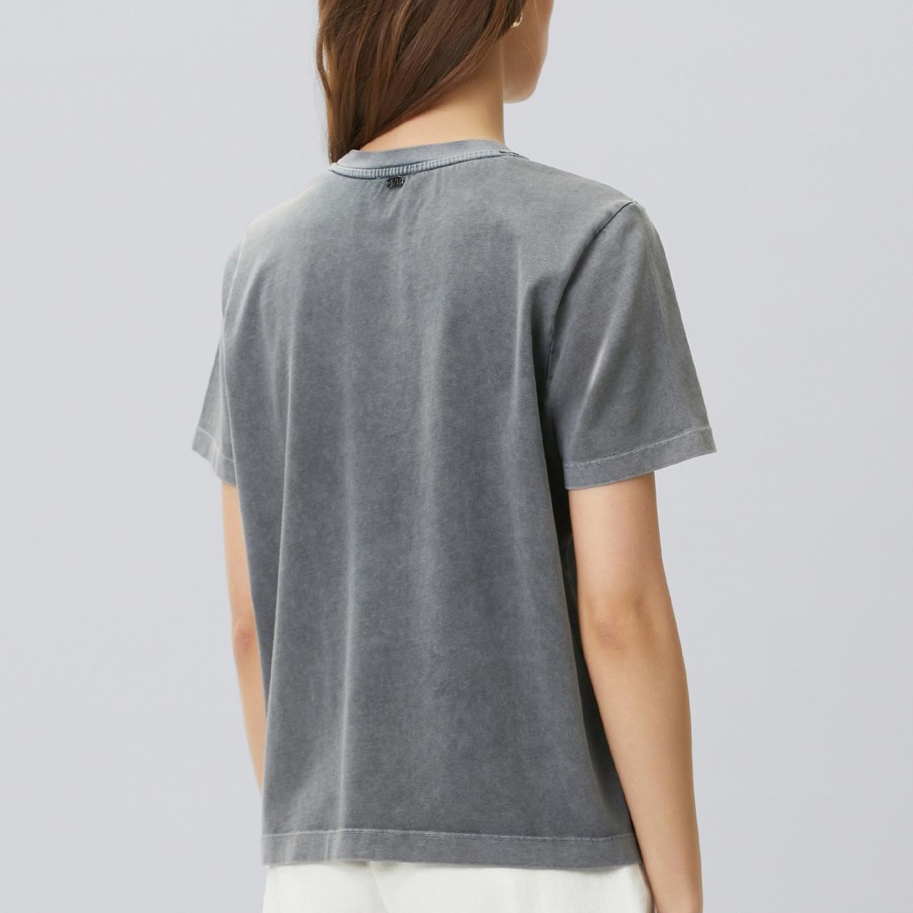 Network Kadın Antrasit Omuz Taş Baskılı T-shirt