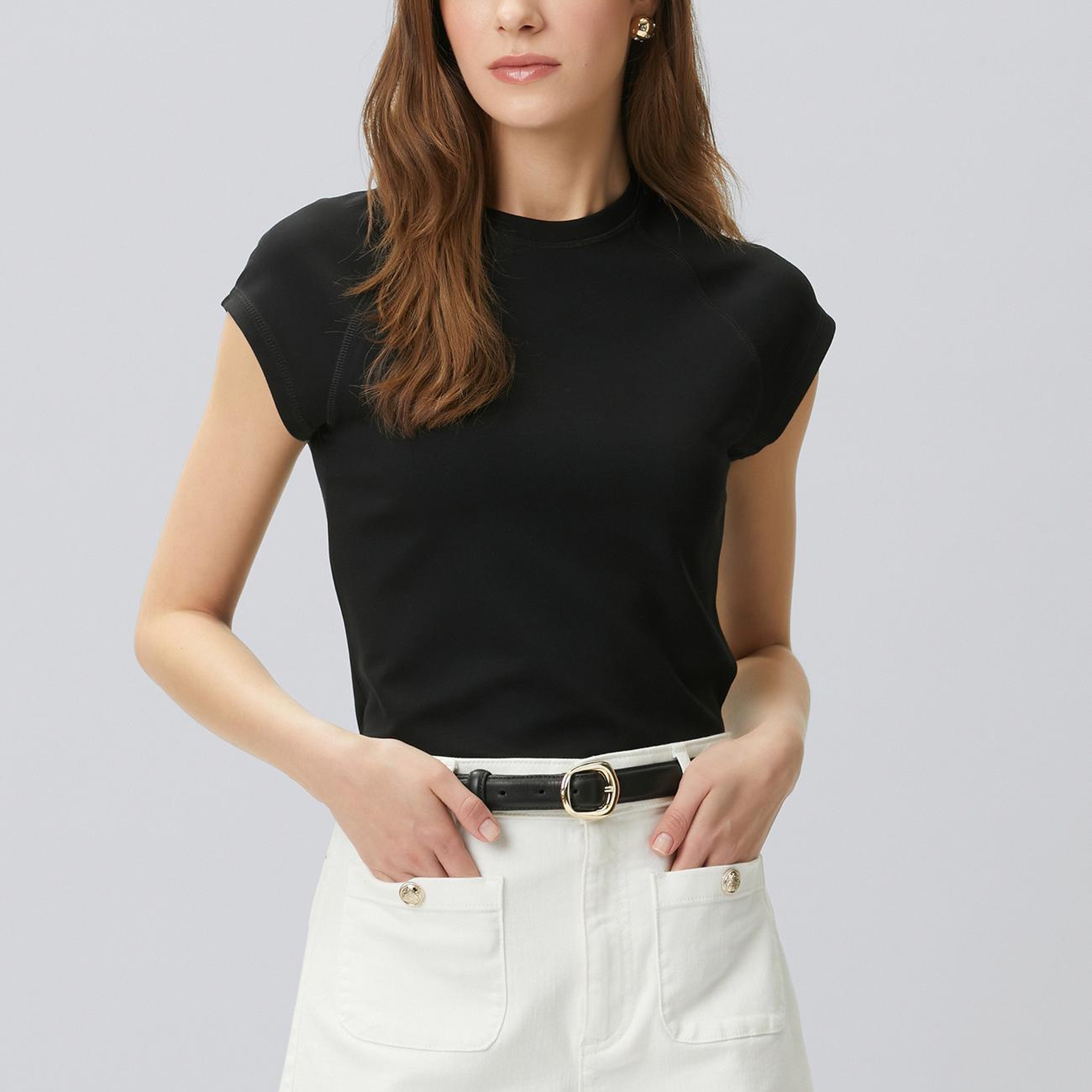Network Kadın N-Tech Siyah Dikiş Detaylı T-shirt