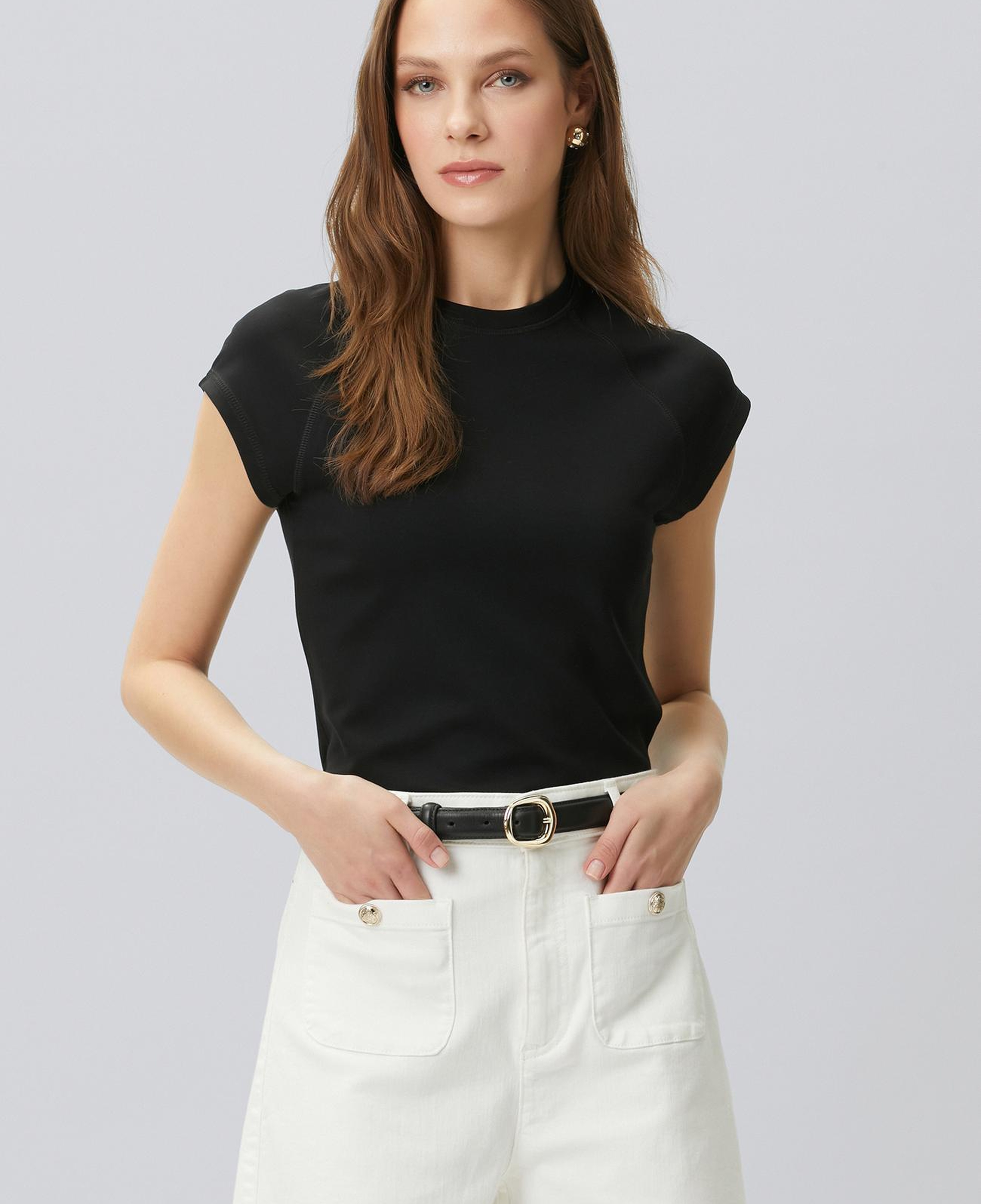 Network Kadın N-Tech Siyah Dikiş Detaylı T-shirt