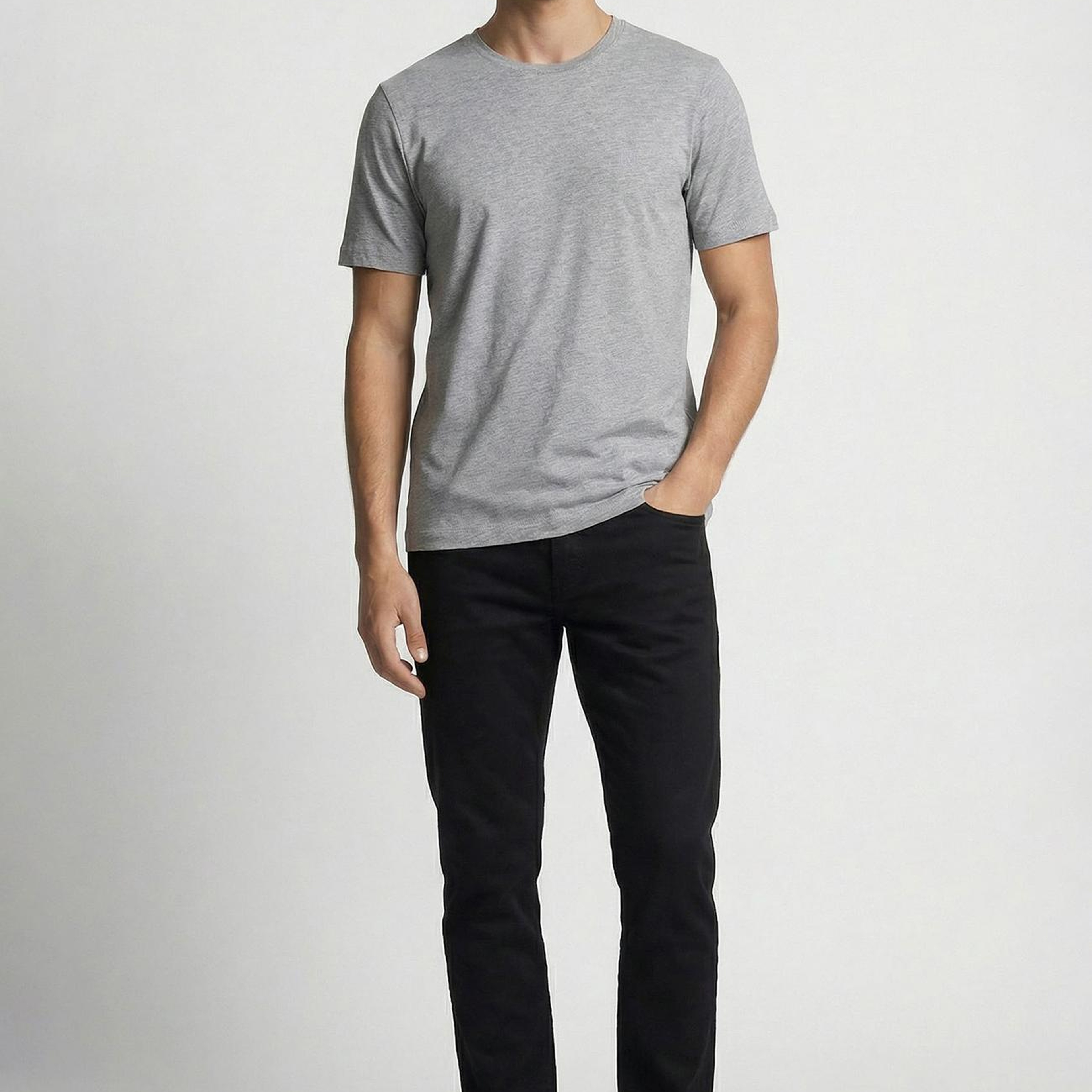 Network Erkek Gri Melanj Basic T-shirt