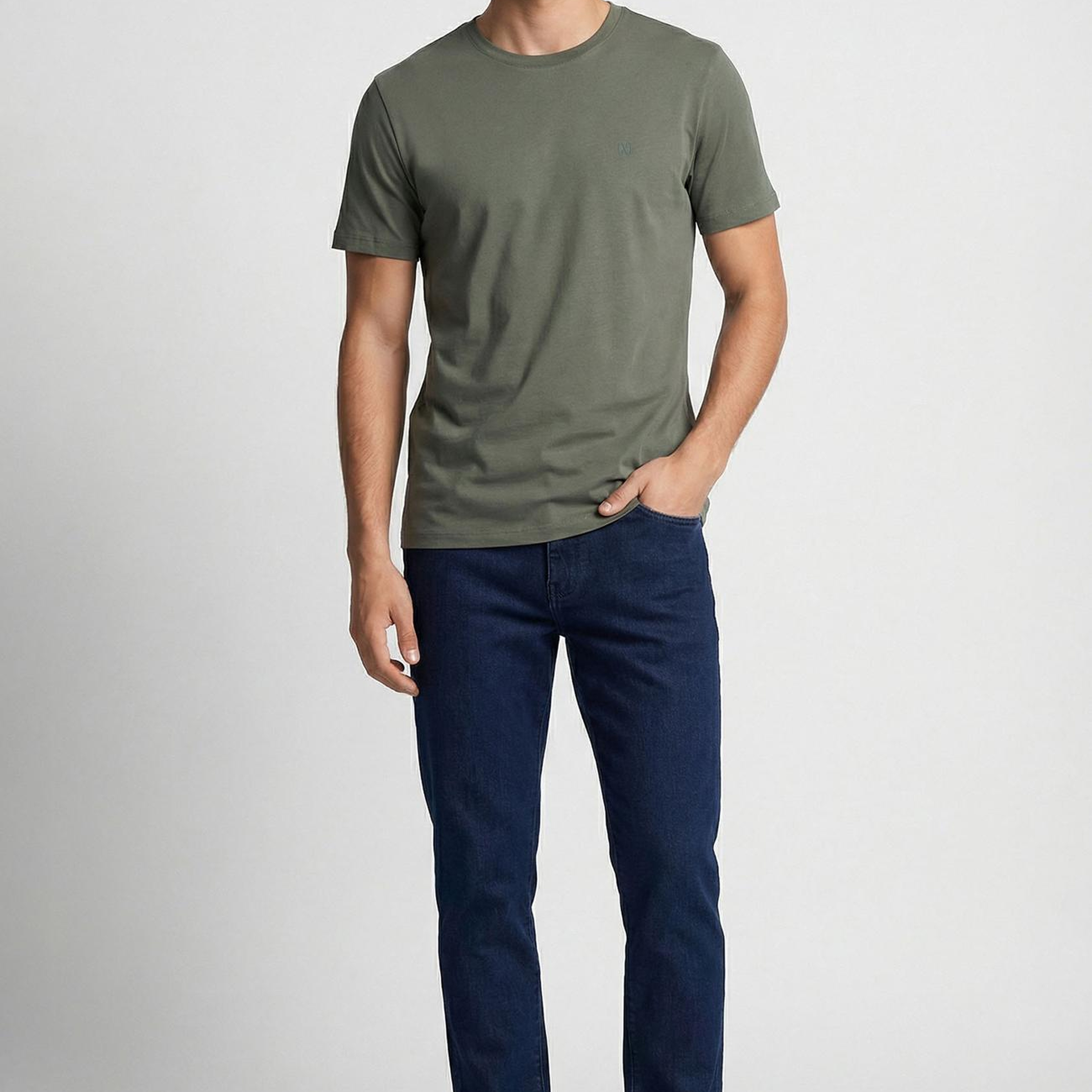 Network Erkek Haki Basic T-Shirt