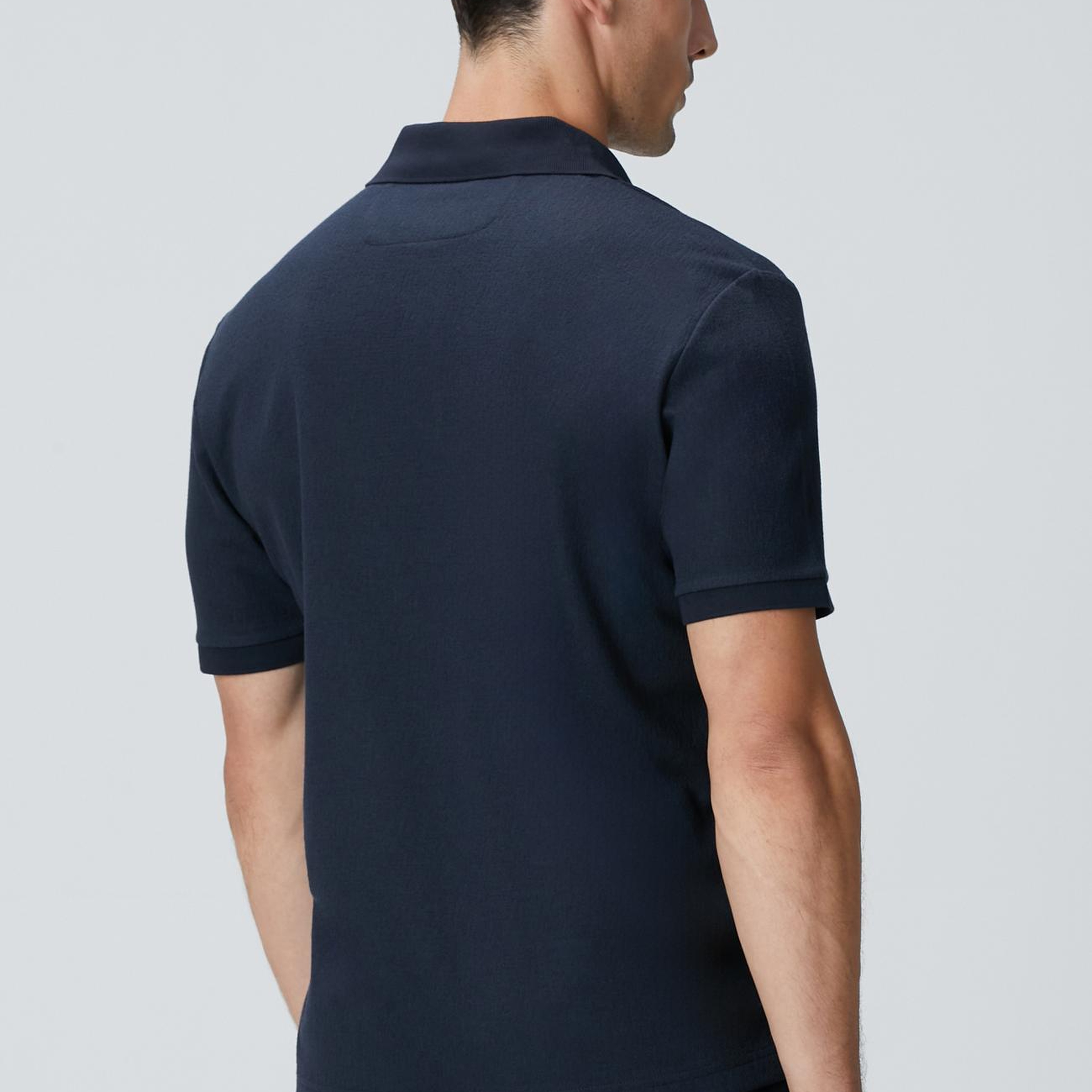 Network Erkek Lacivert Polo Yaka Düğmeli Jakarlı T-Shirt