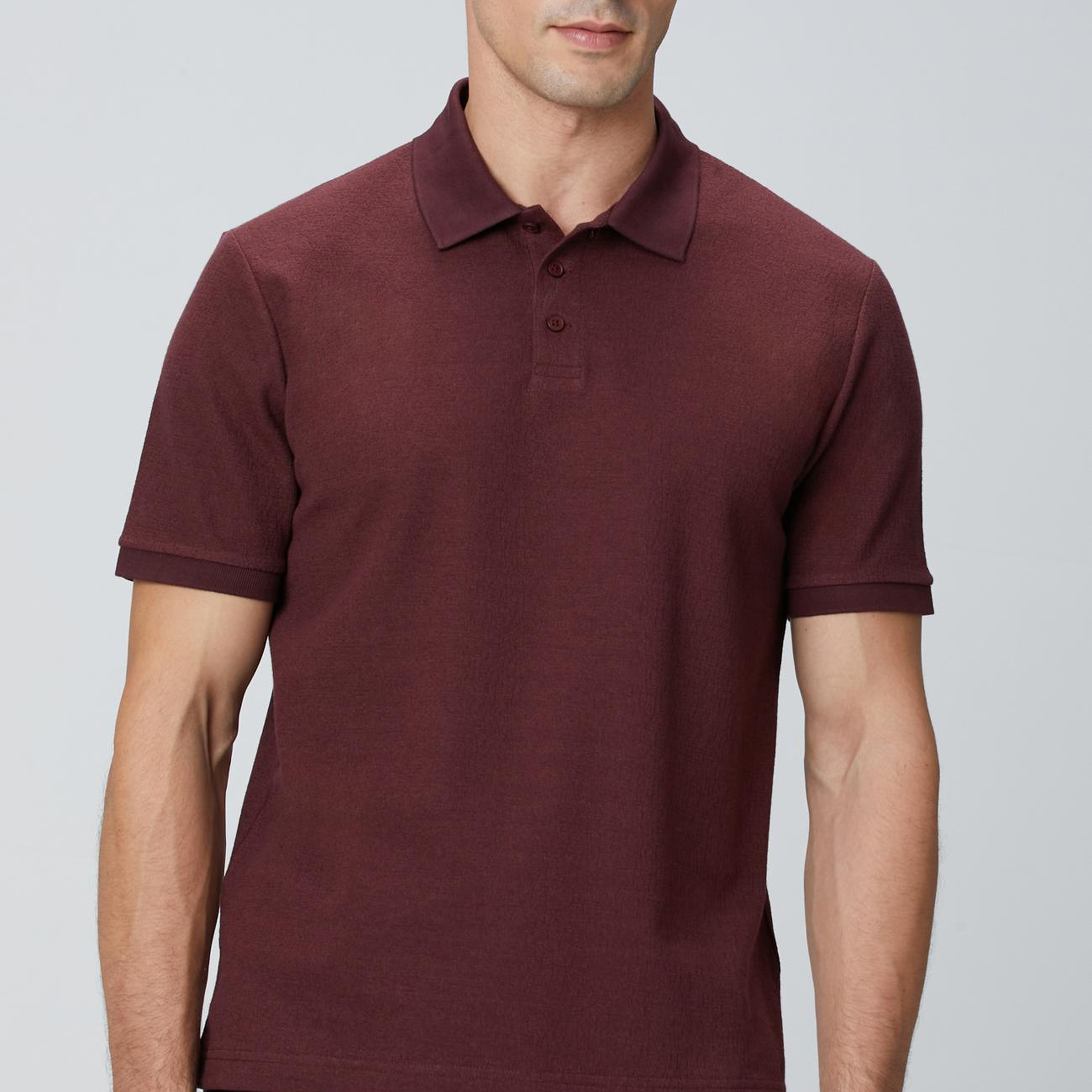 Network Erkek Bordo Polo Yaka Düğmeli Jakarlı T-Shirt