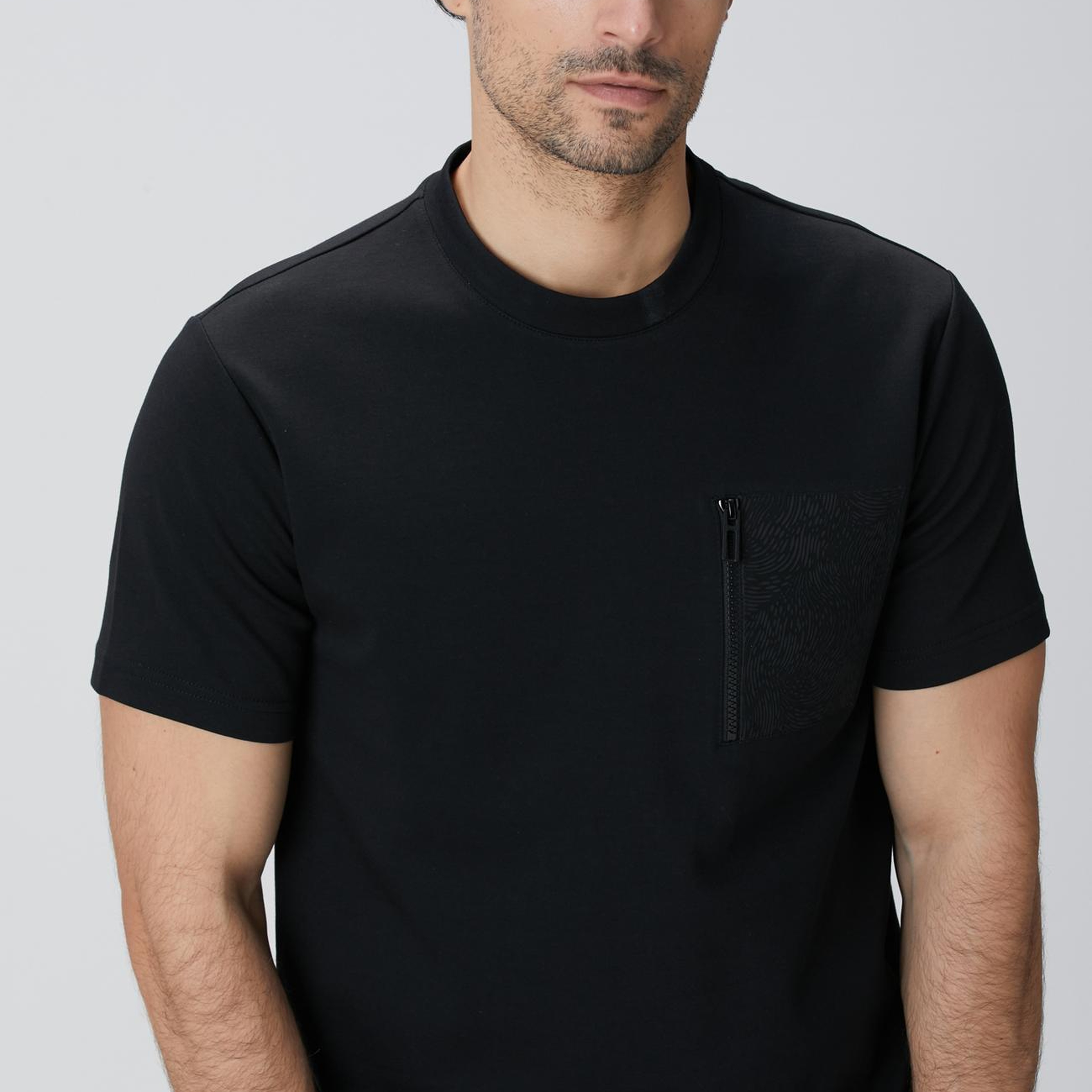 Network Erkek N-Tech Siyah Fermuar Cep Detaylı T-Shirt