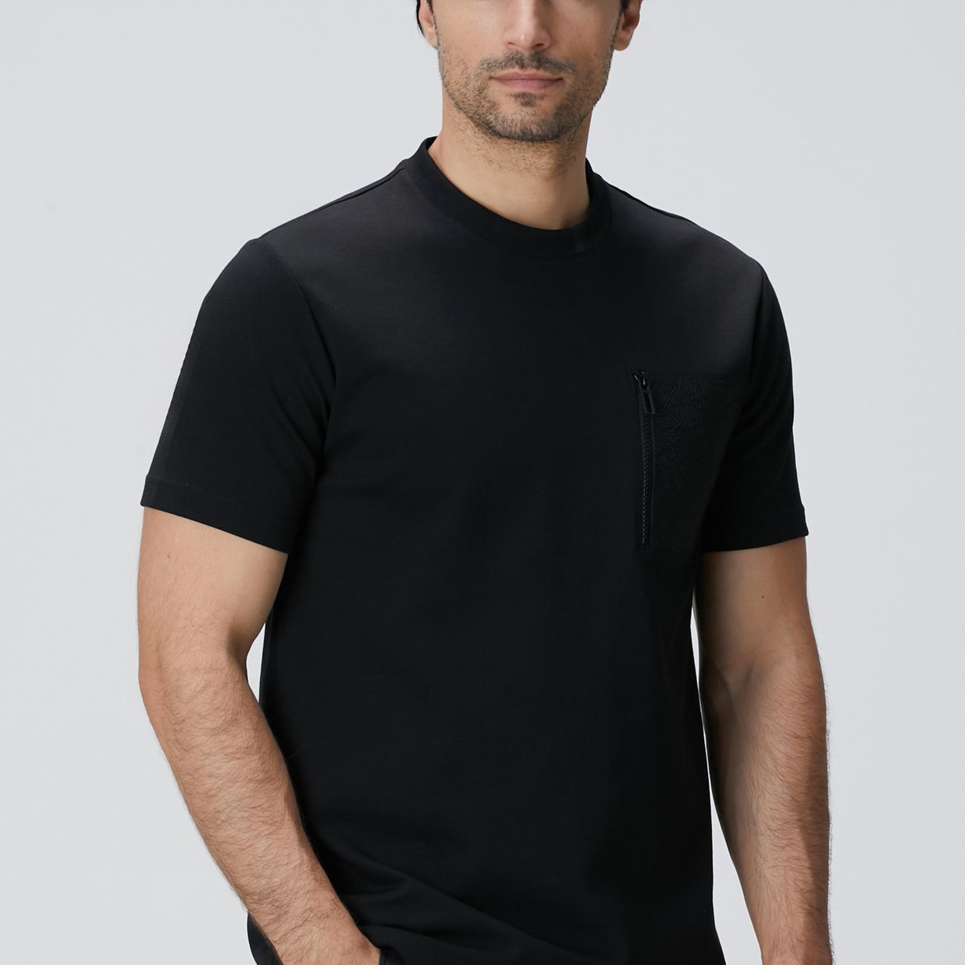 Network Erkek N-Tech Siyah Fermuar Cep Detaylı T-Shirt