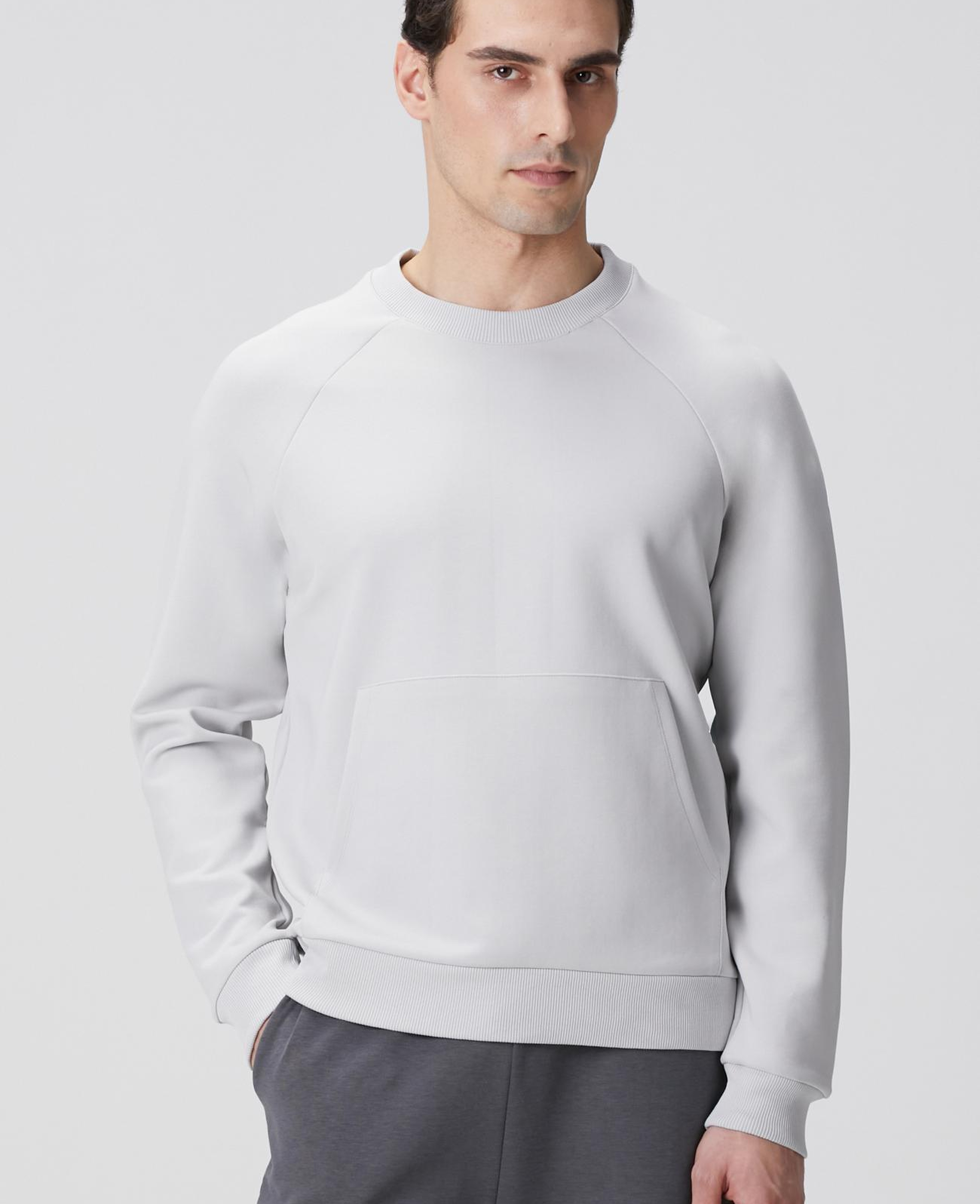 Network Erkek Gri Melanj Kanguru Cepli Sweatshirt