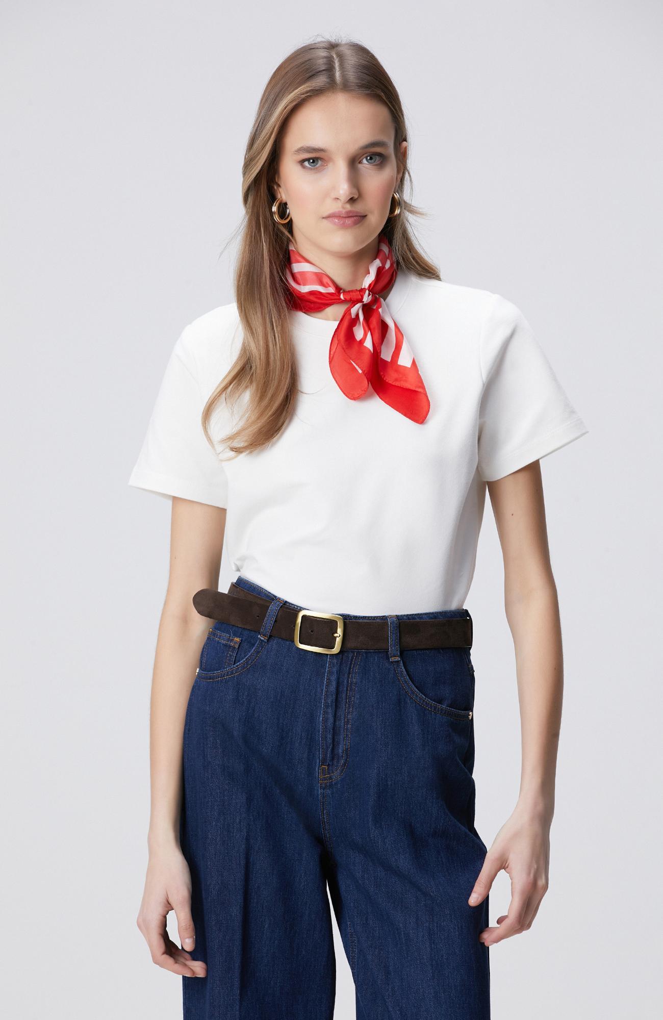 Network Kadın Beyaz Basic T-shirt