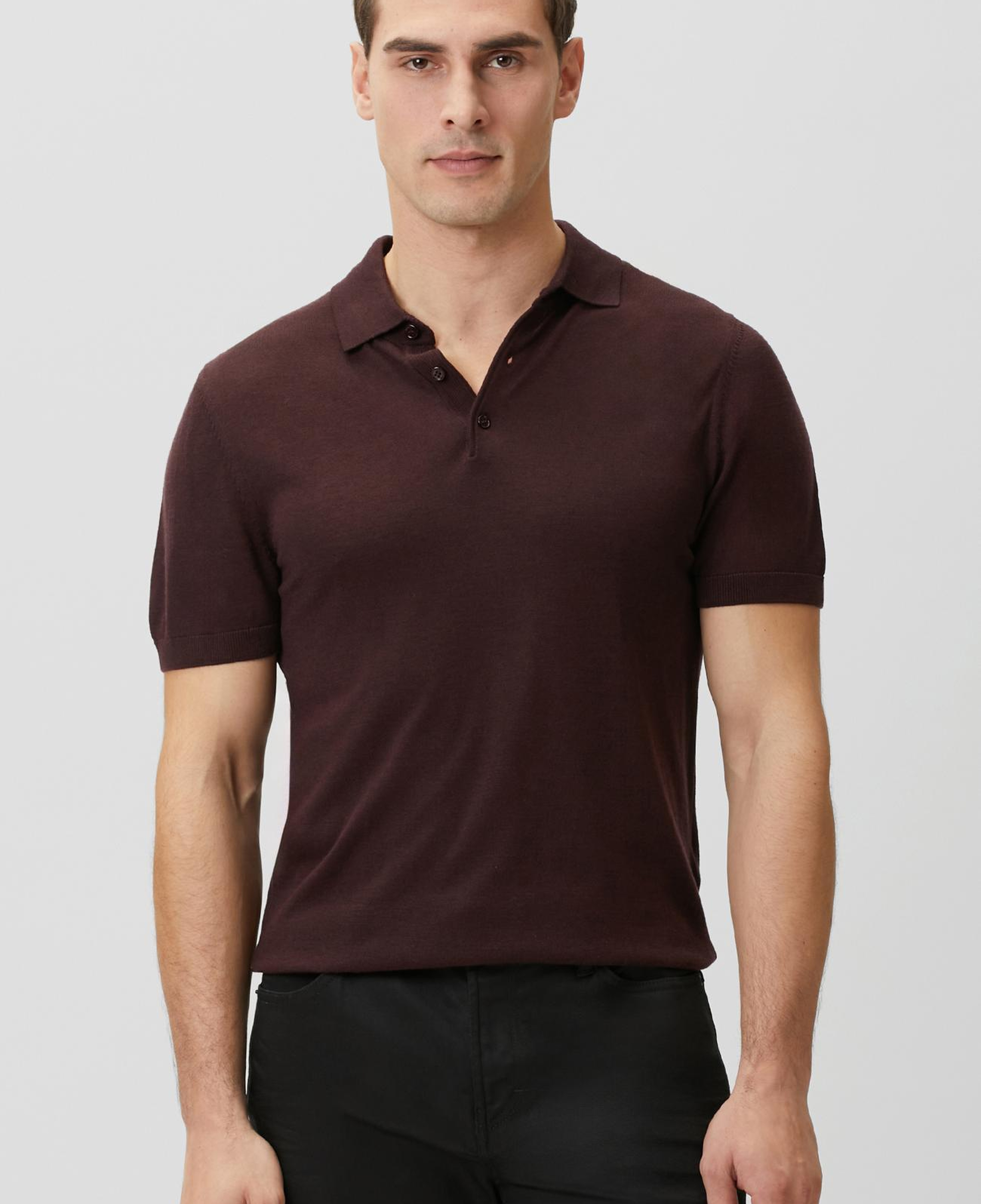 Network Erkek Bordo Polo Yaka Basic Triko Kazak
