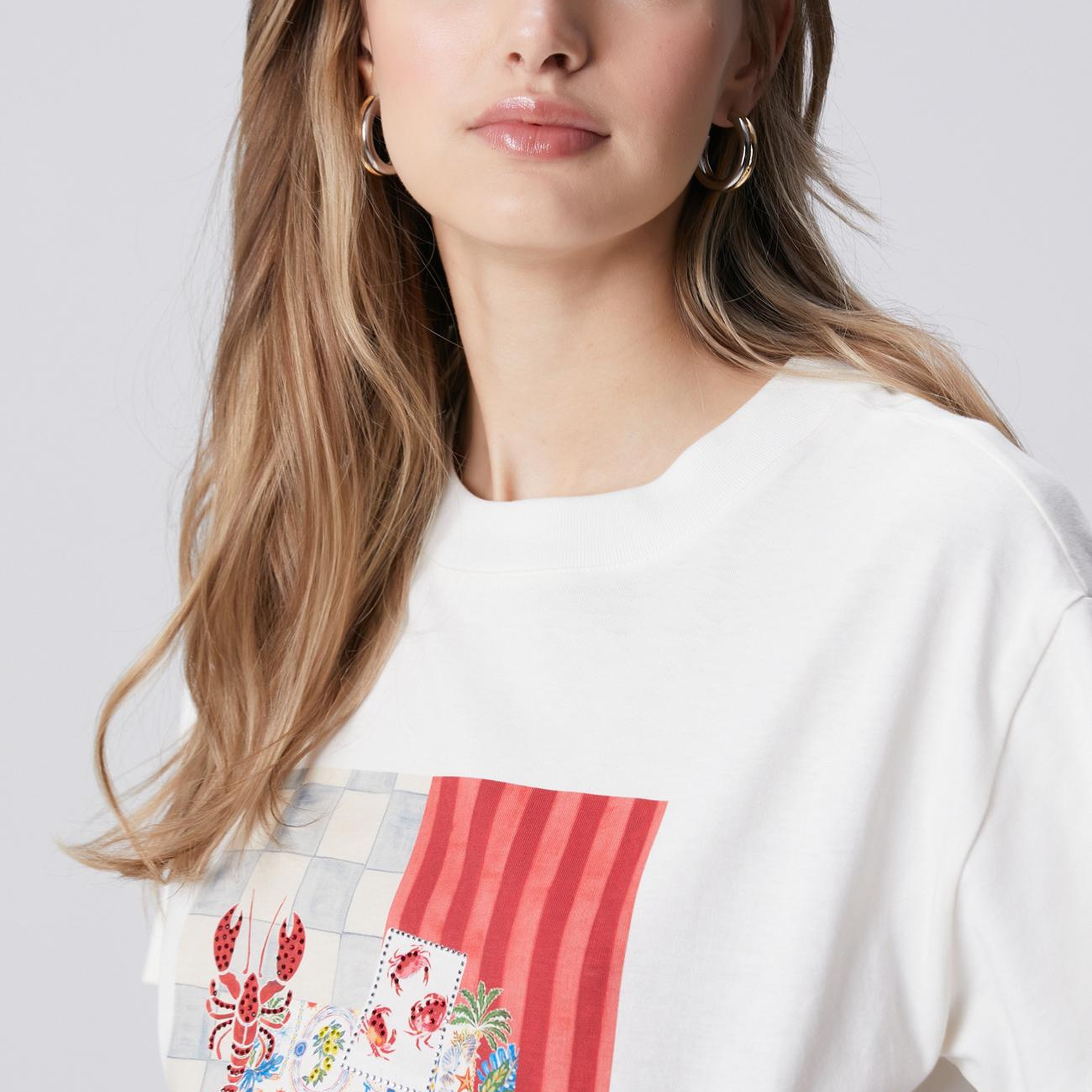 Network Kadın Kırık Beyaz Baskılı T-shirt