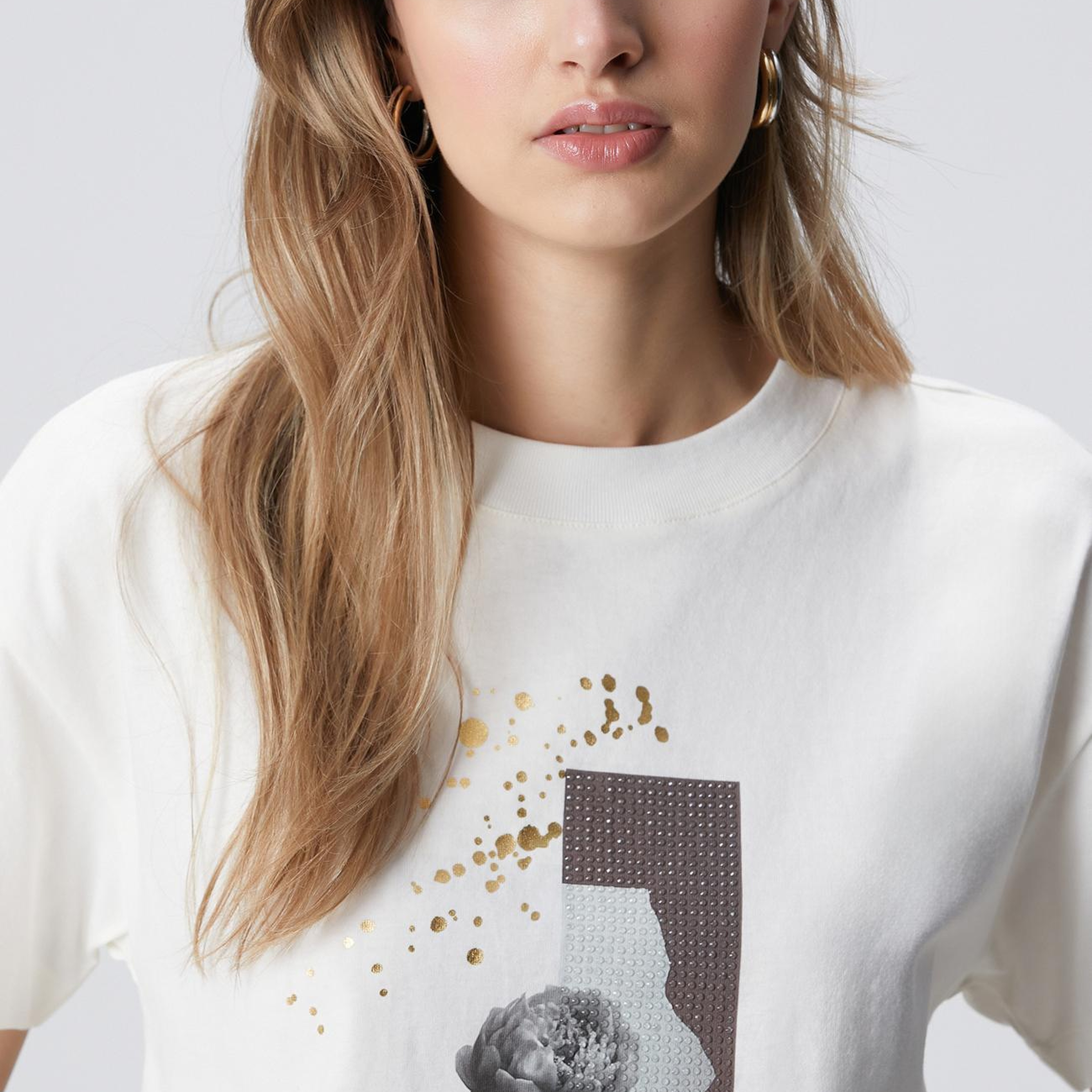 Network Kadın Kırık Beyaz Baskılı T-shirt