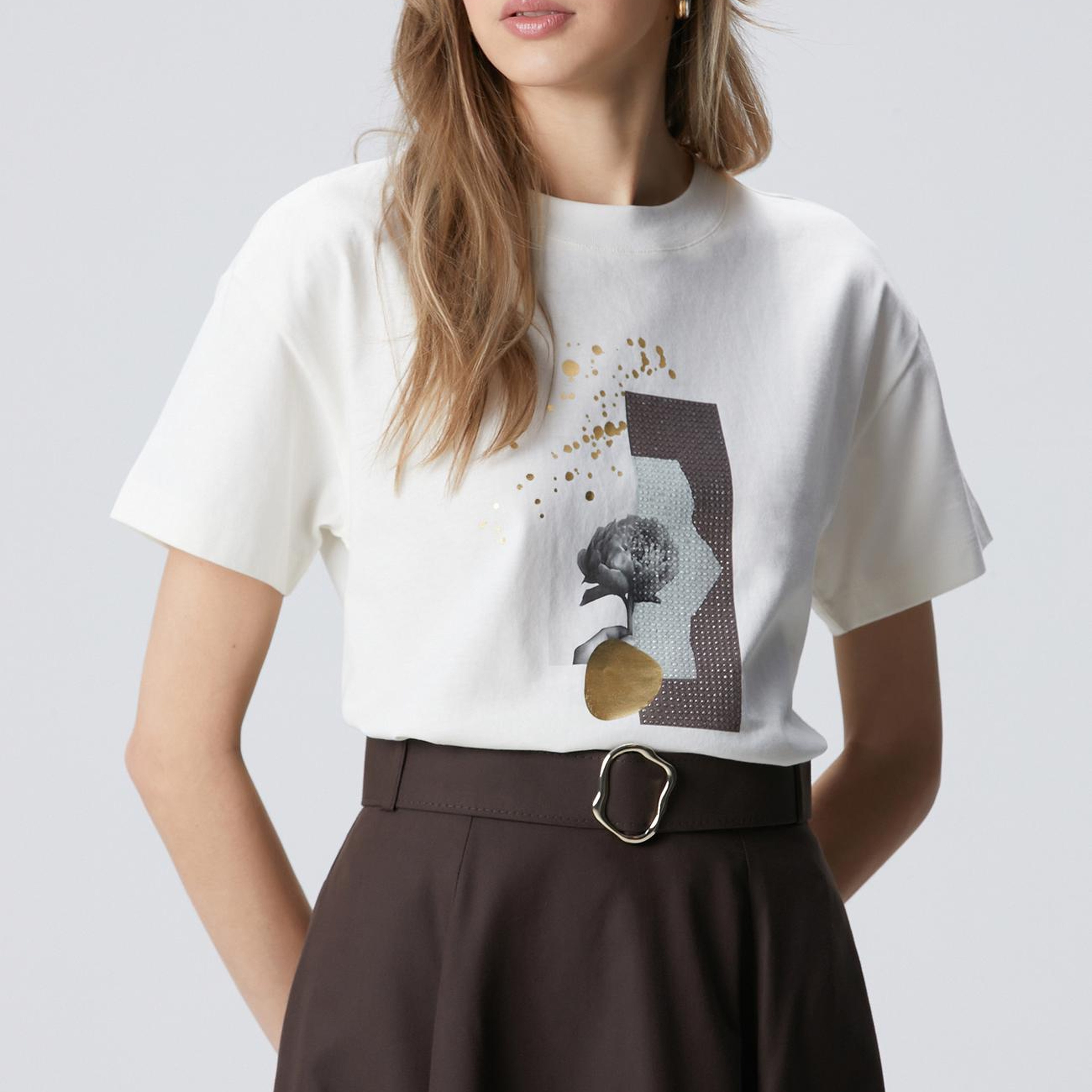 Network Kadın Kırık Beyaz Baskılı T-shirt