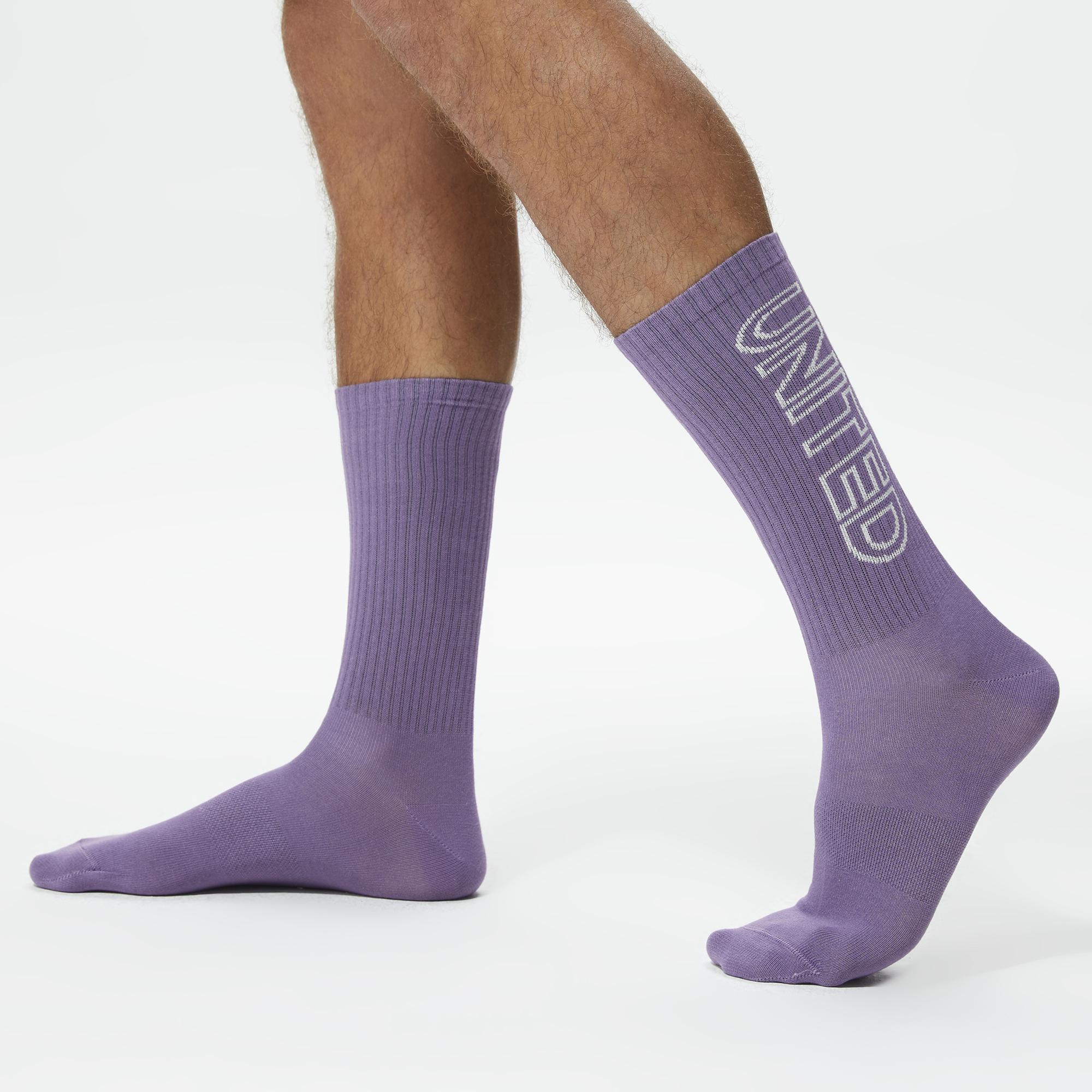 UNITED4 Unisex Turuncu/Beyaz/Mor 3'lü Çorap