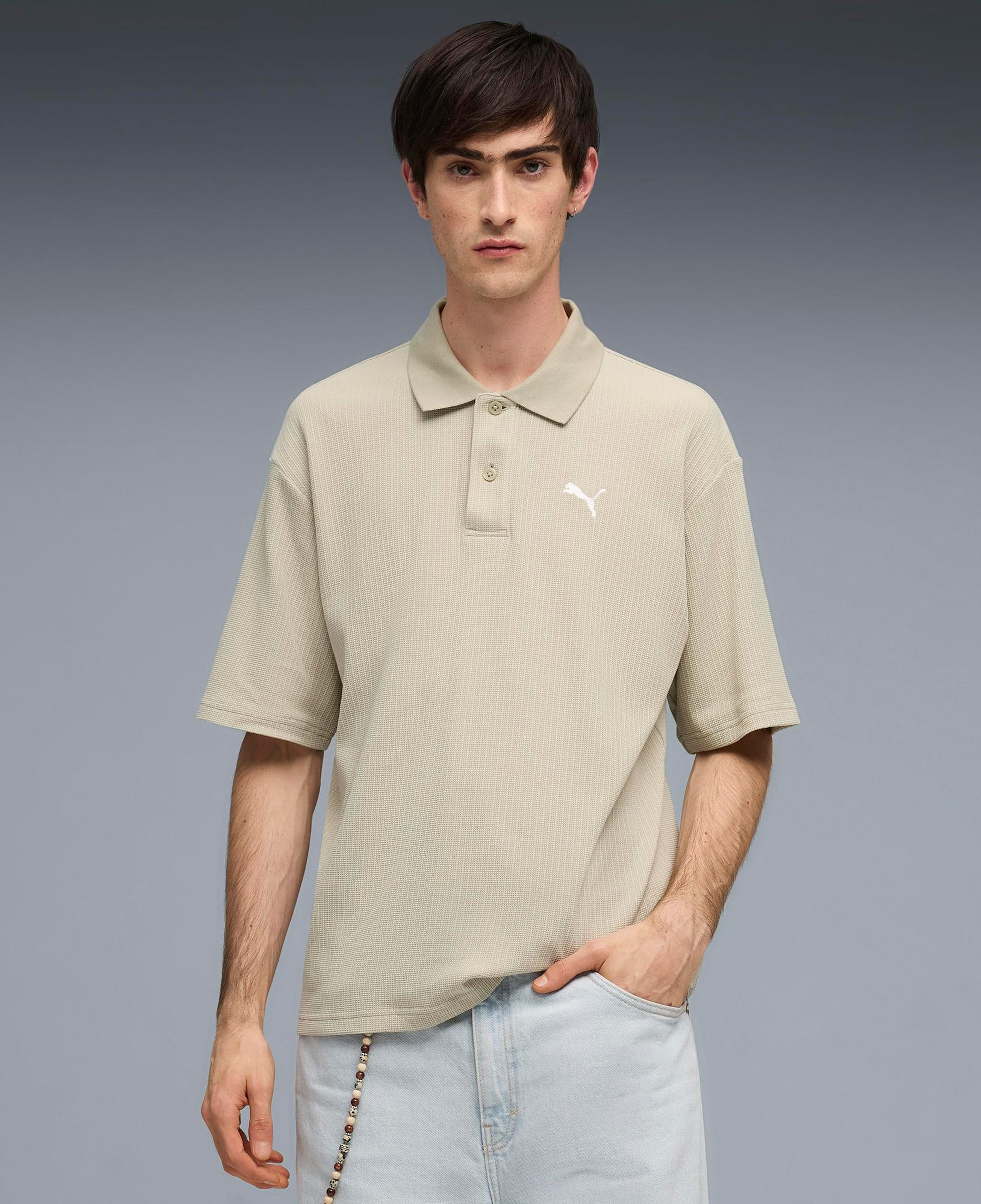 Puma Wardrobe Ess Boxy Erkek Gri Polo