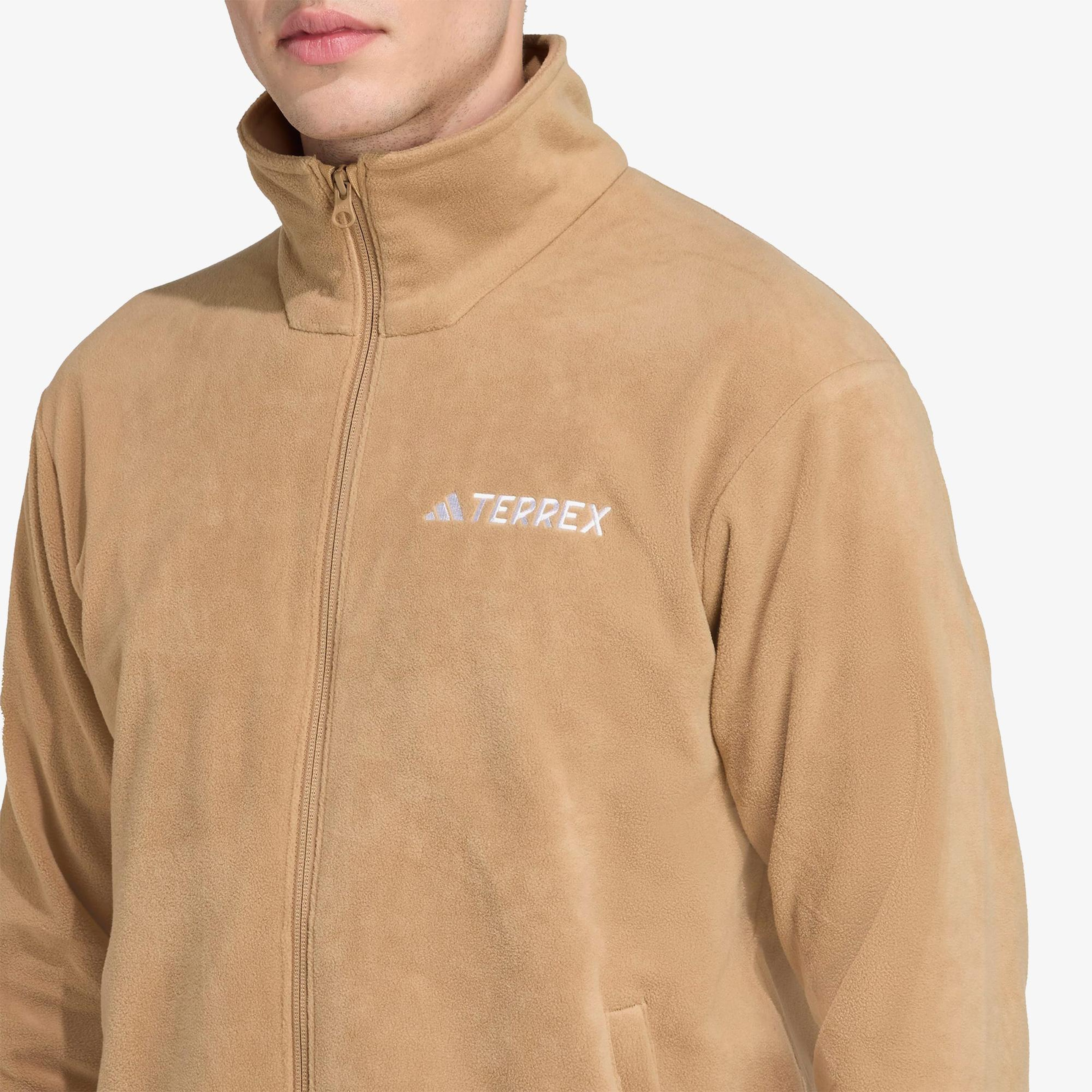 adidas Multi Essentials Full Zip Fleece Erkek Kahverengi Yürüyüş Polar