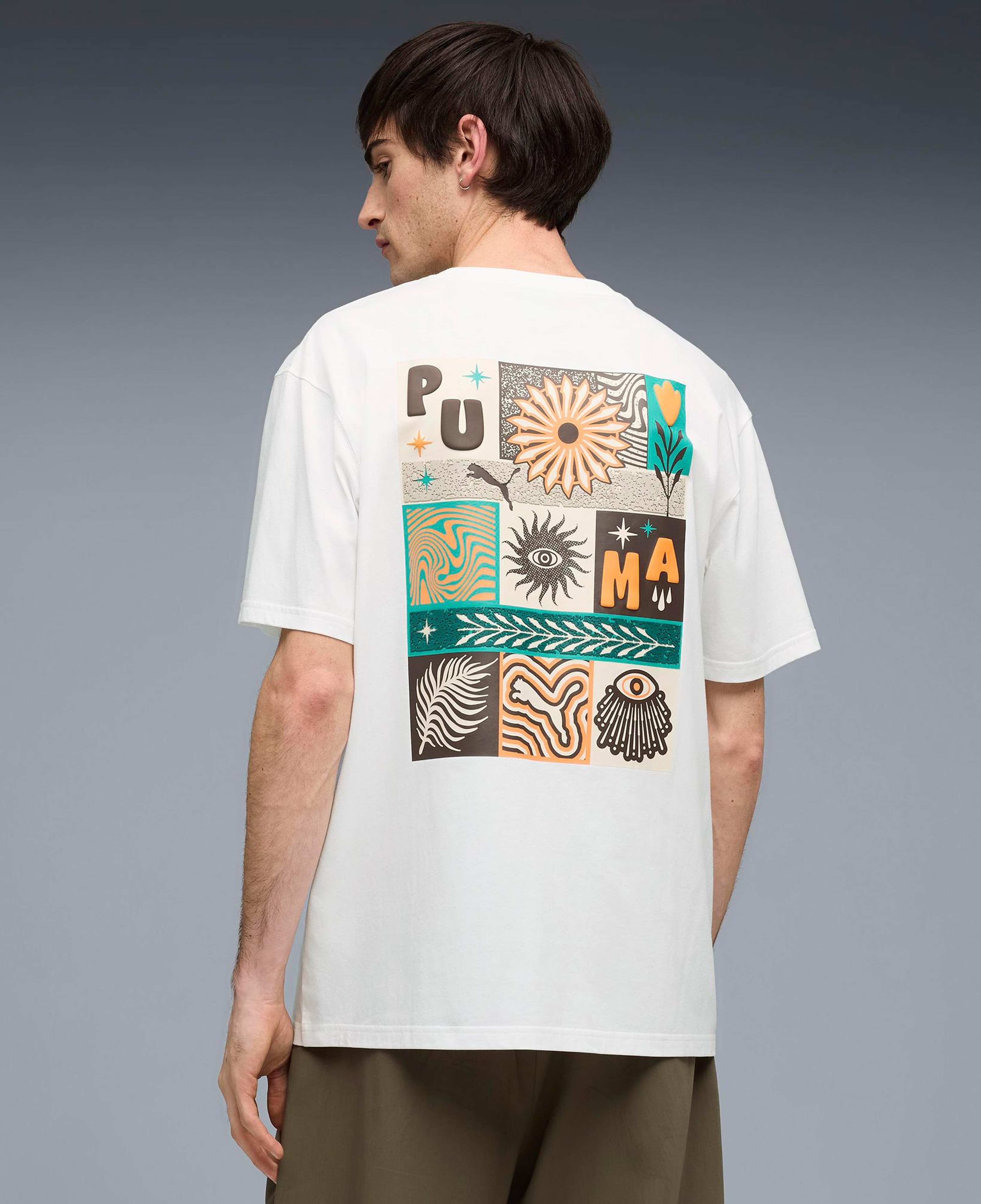 Puma Sunset Drive Relaxed Erkek Beyaz T-Shirt