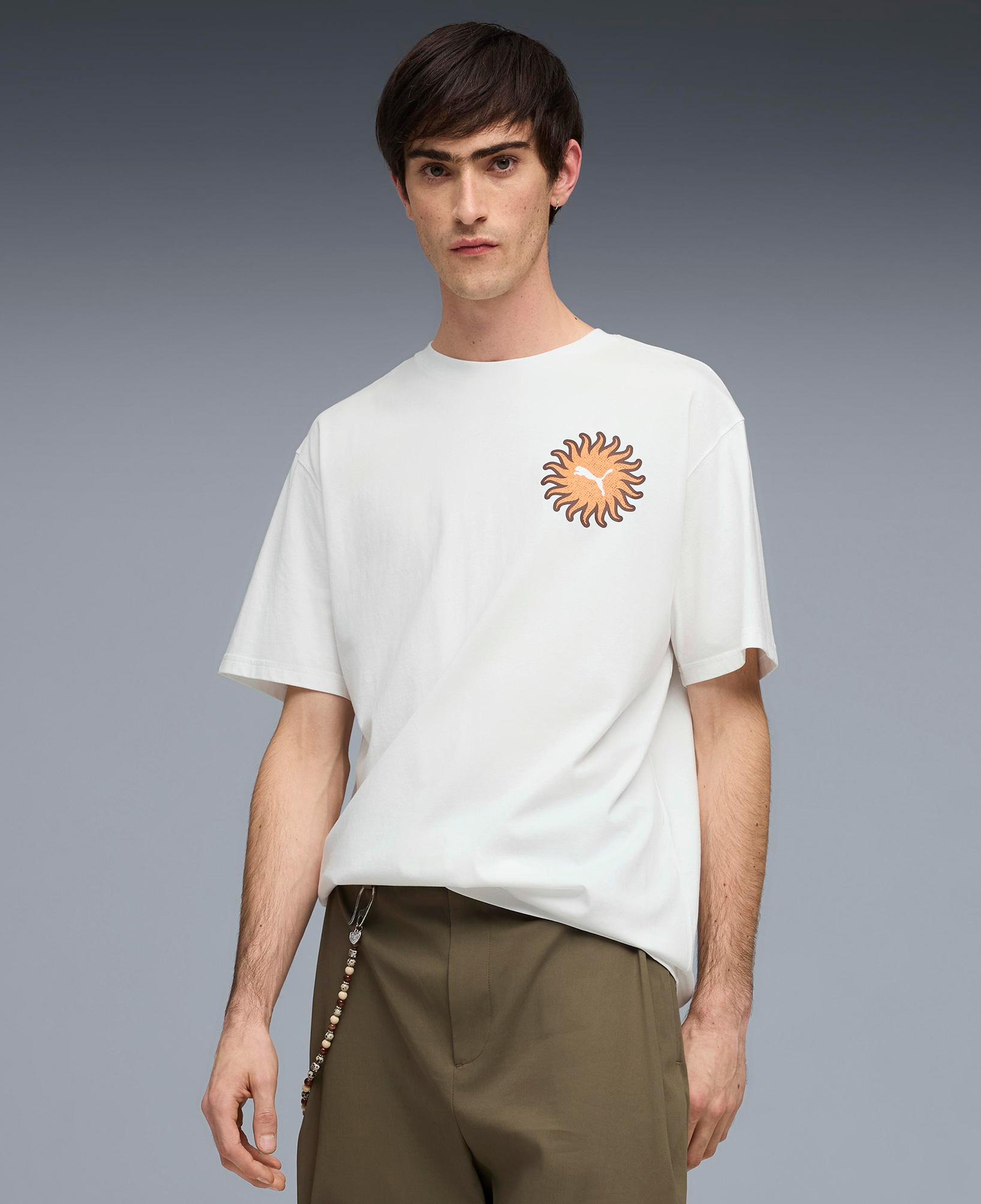 Puma Sunset Drive Relaxed Erkek Beyaz T-Shirt