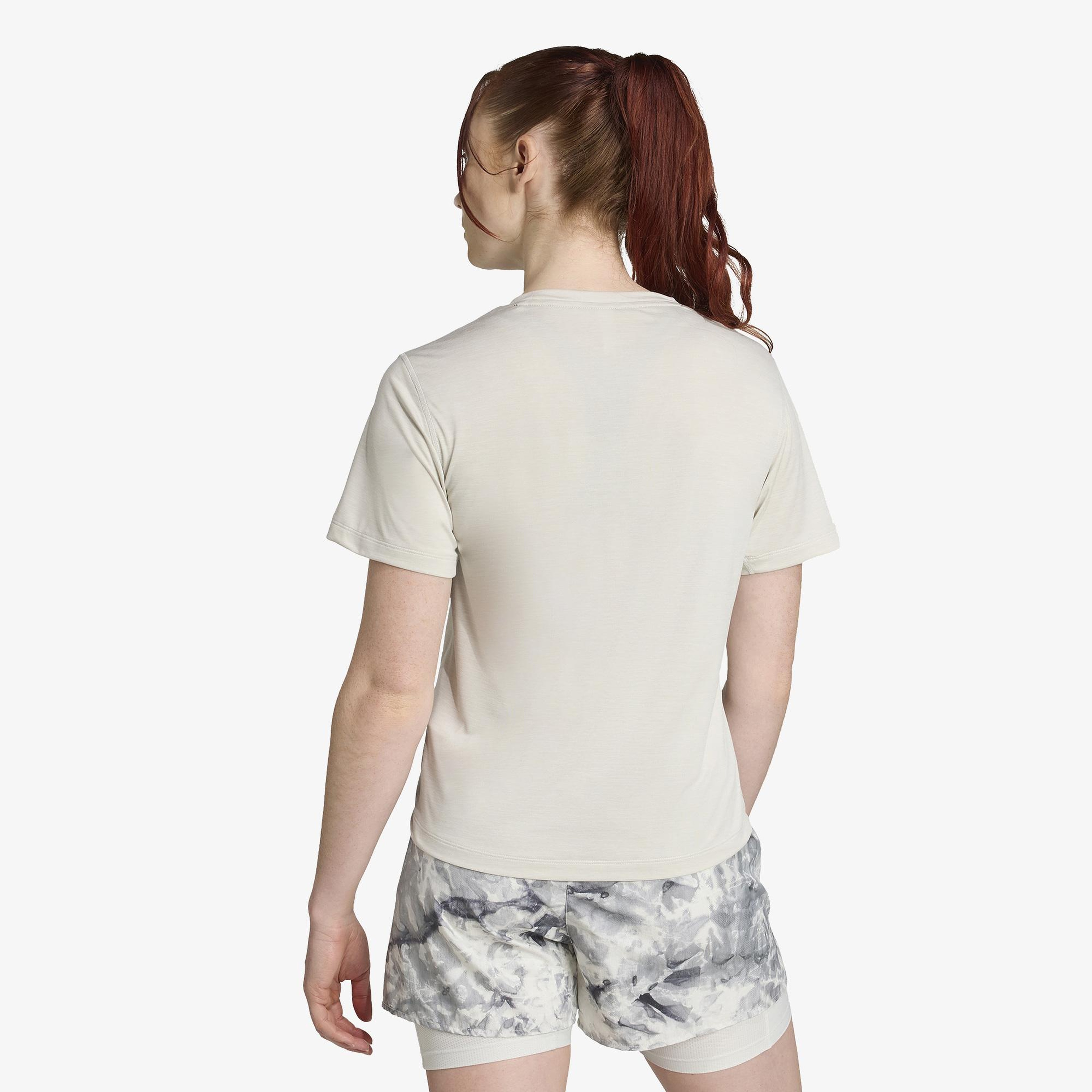 adidas Own The Run Melange Kadın Bej Koşu T-Shirt