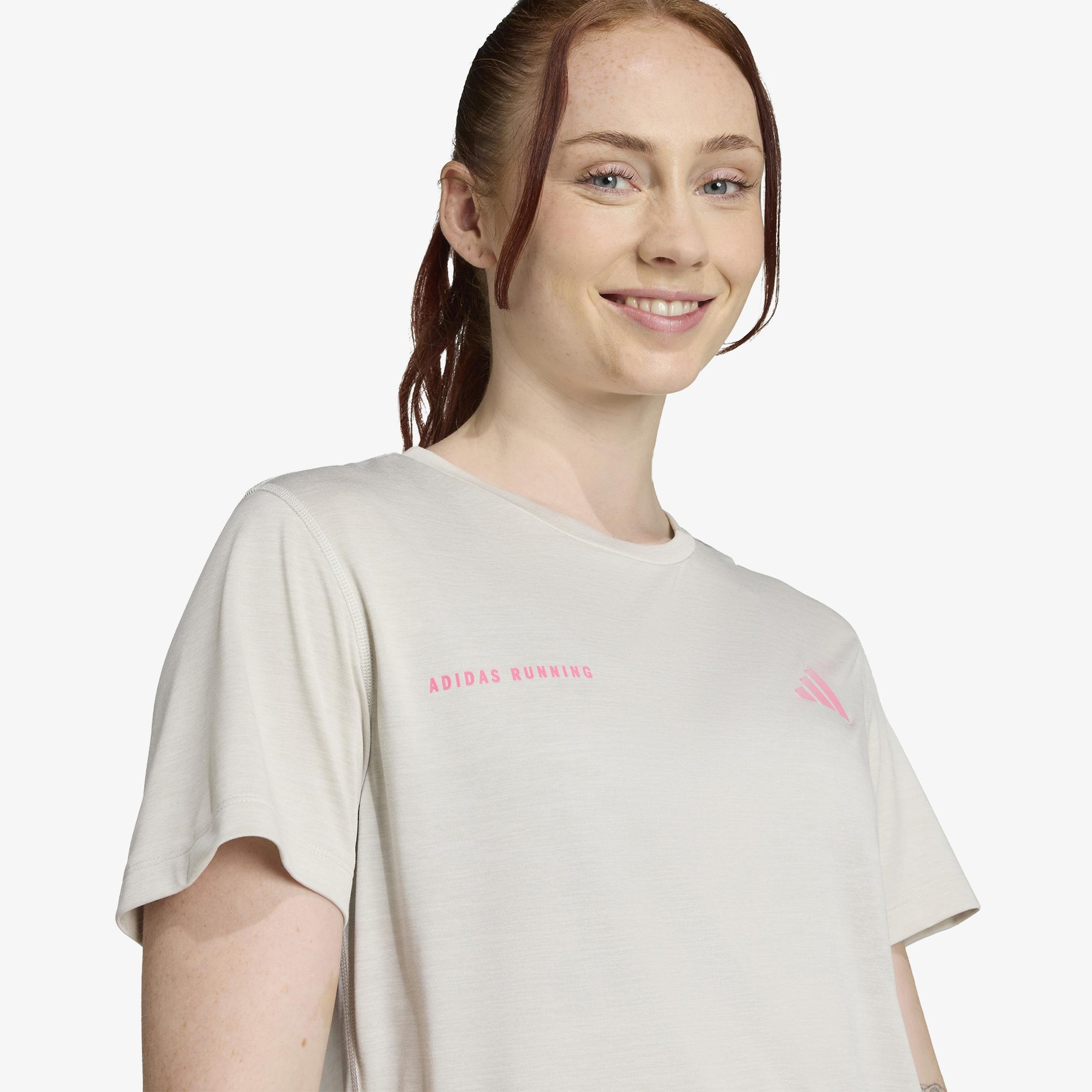 adidas Own The Run Melange Kadın Bej Koşu T-Shirt