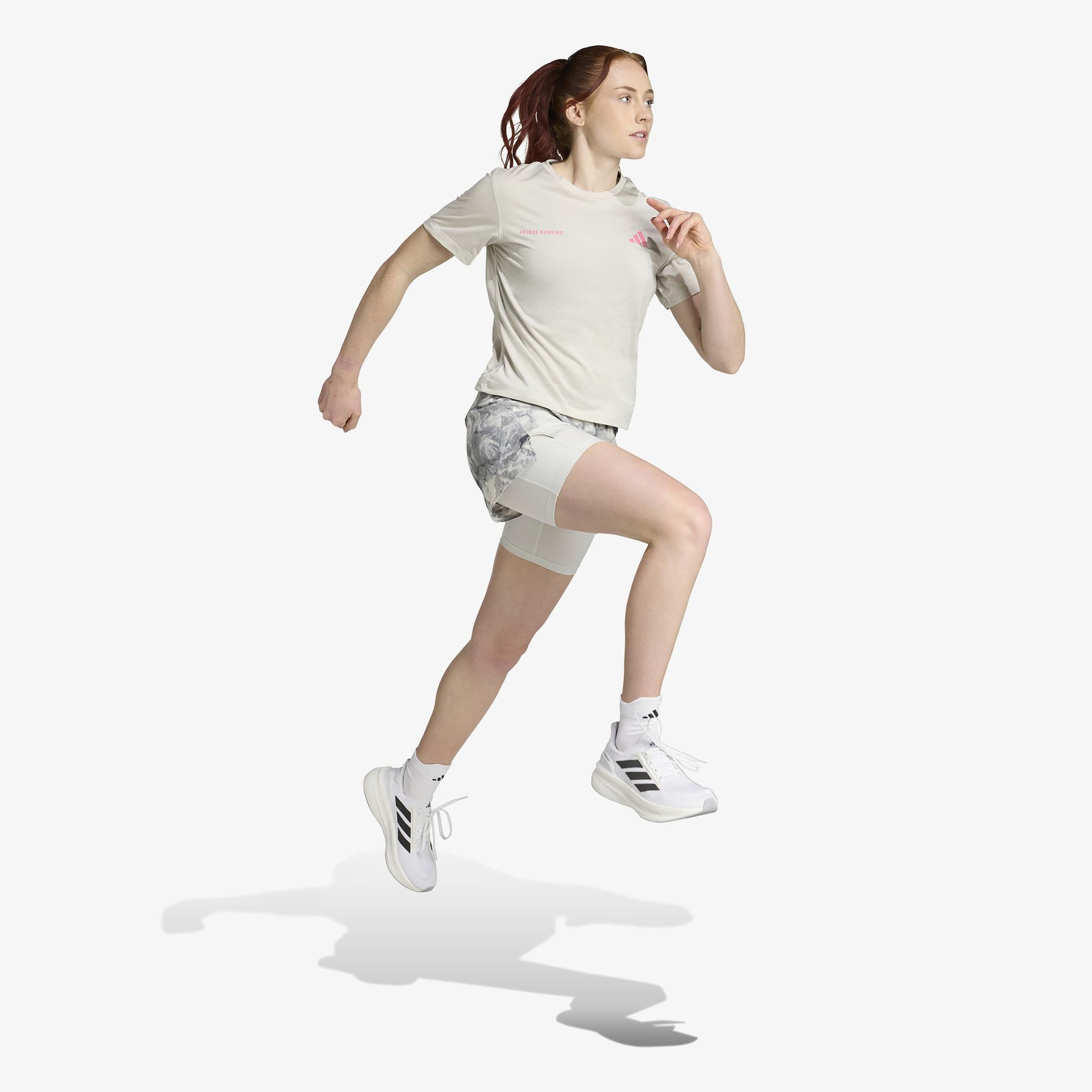 adidas Own The Run Melange Kadın Bej Koşu T-Shirt