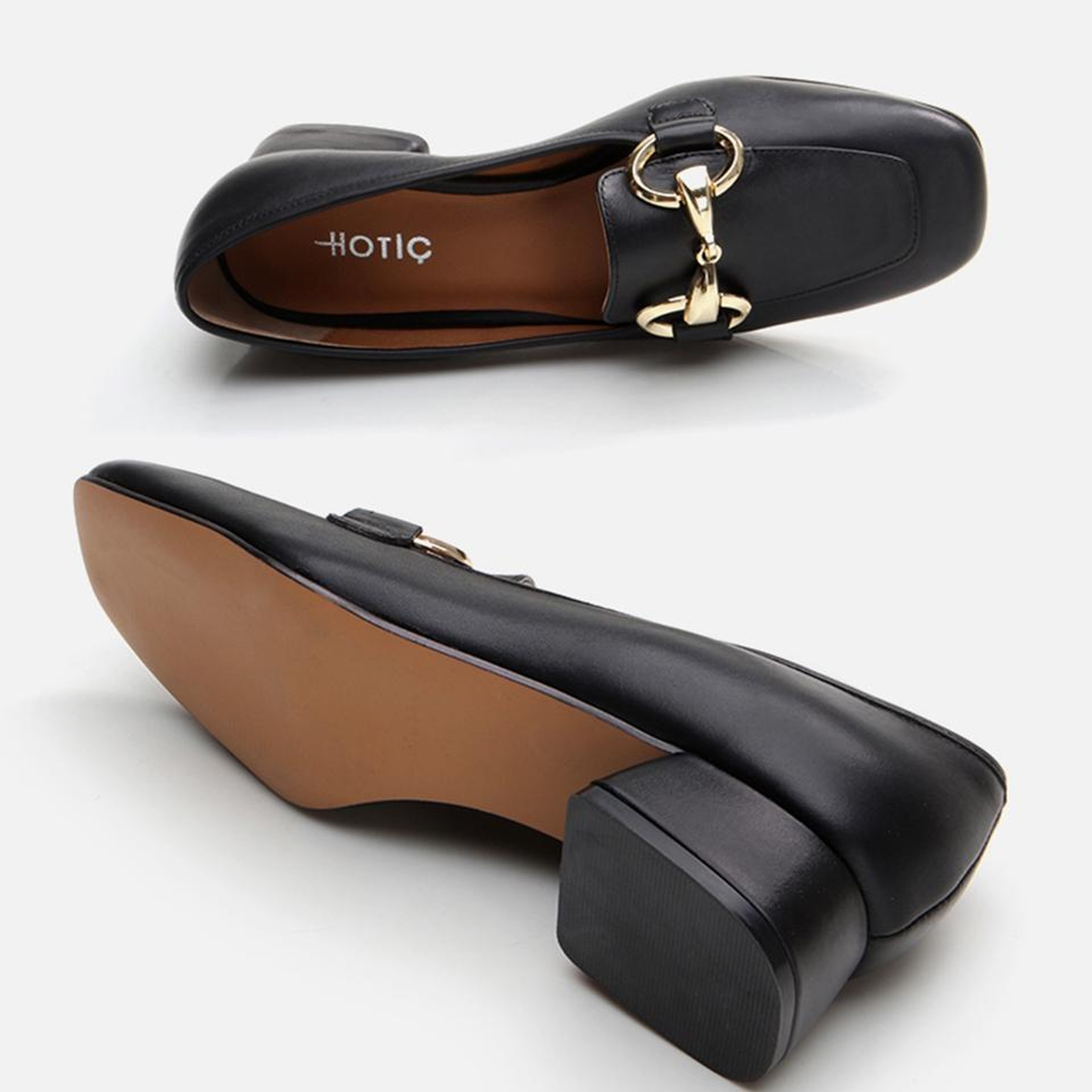 Kadın Deri Siyah Tokalı Loafer