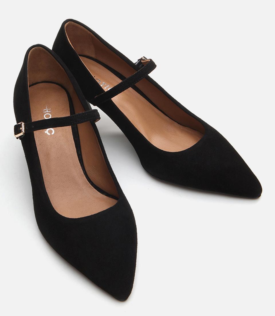 Kadın Deri Mary Jane Siyah Stiletto