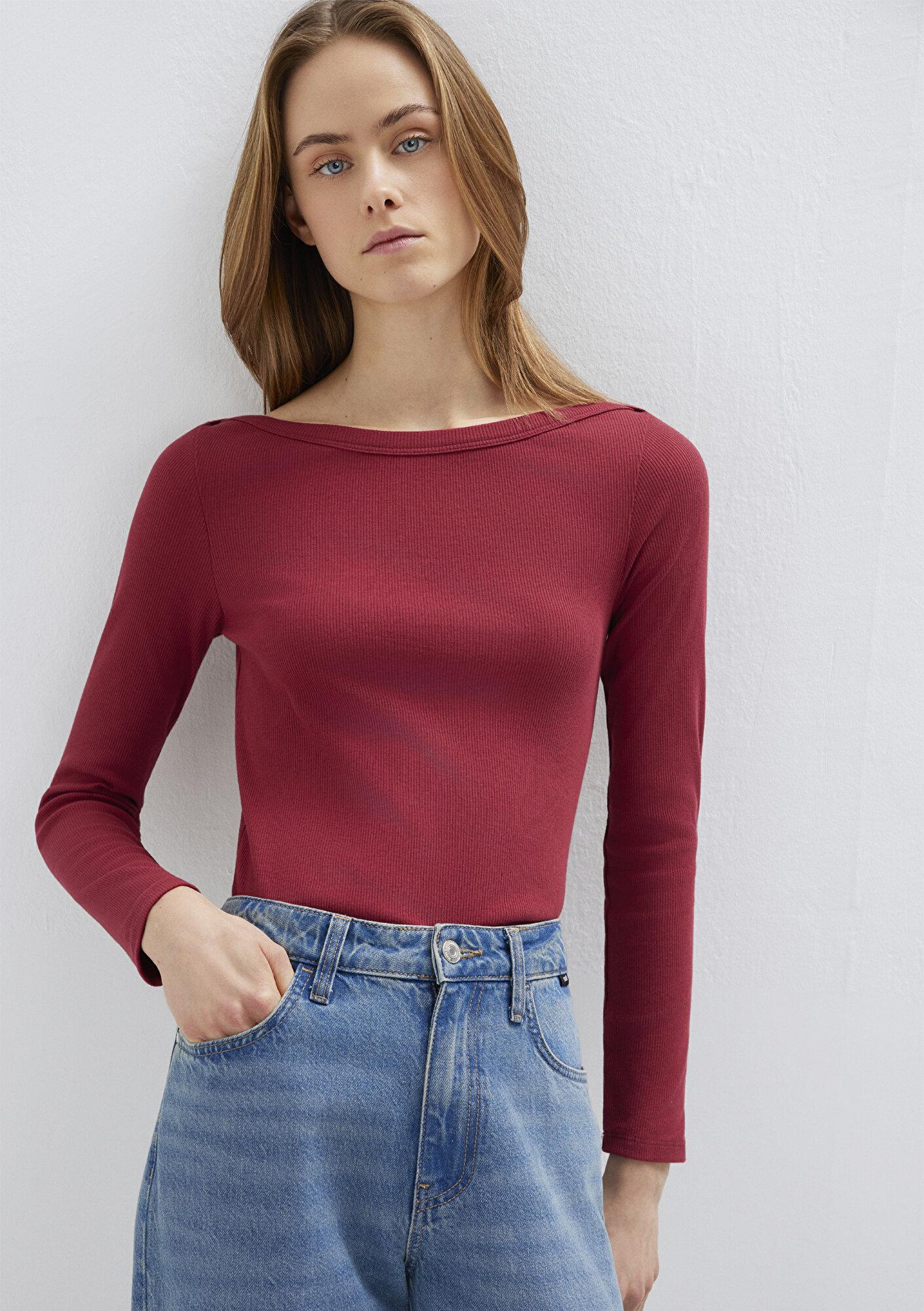 Mavi Uzun Kollu Kırmızı Basic Tişört Slim Fit / Dar Kesim 1613622-70430