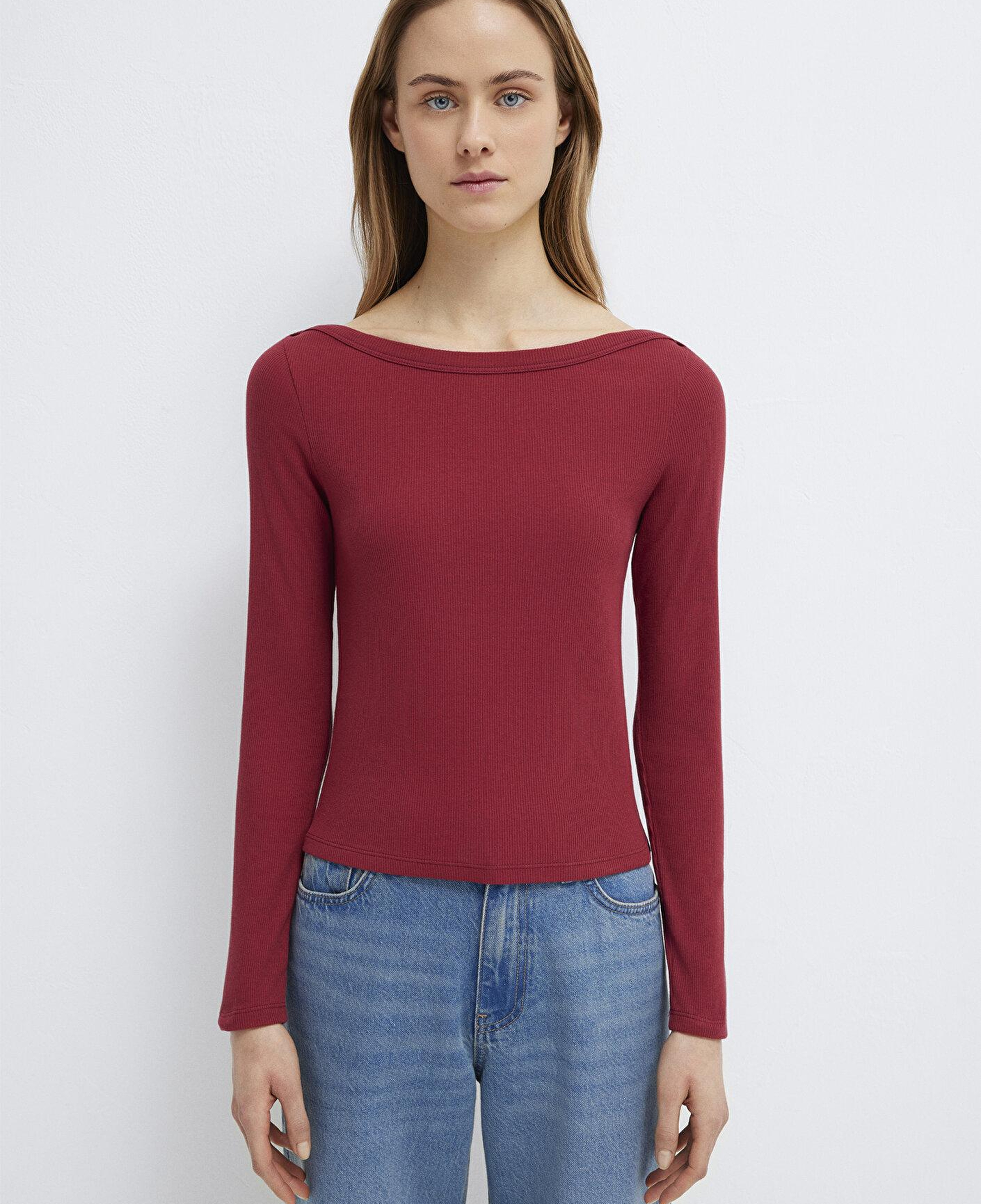 Mavi Uzun Kollu Kırmızı Basic Tişört Slim Fit / Dar Kesim 1613622-70430
