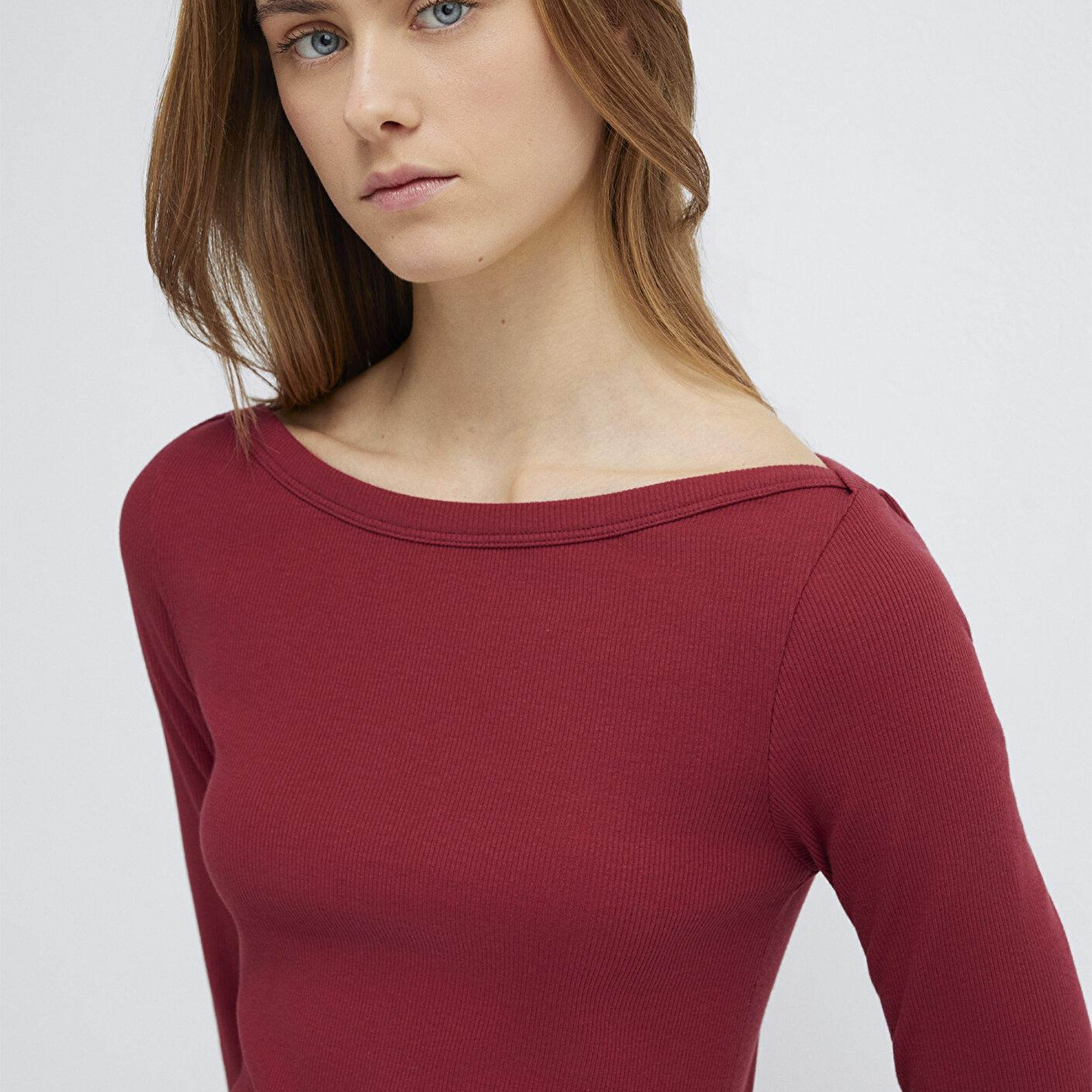 Mavi Uzun Kollu Kırmızı Basic Tişört Slim Fit / Dar Kesim 1613622-70430