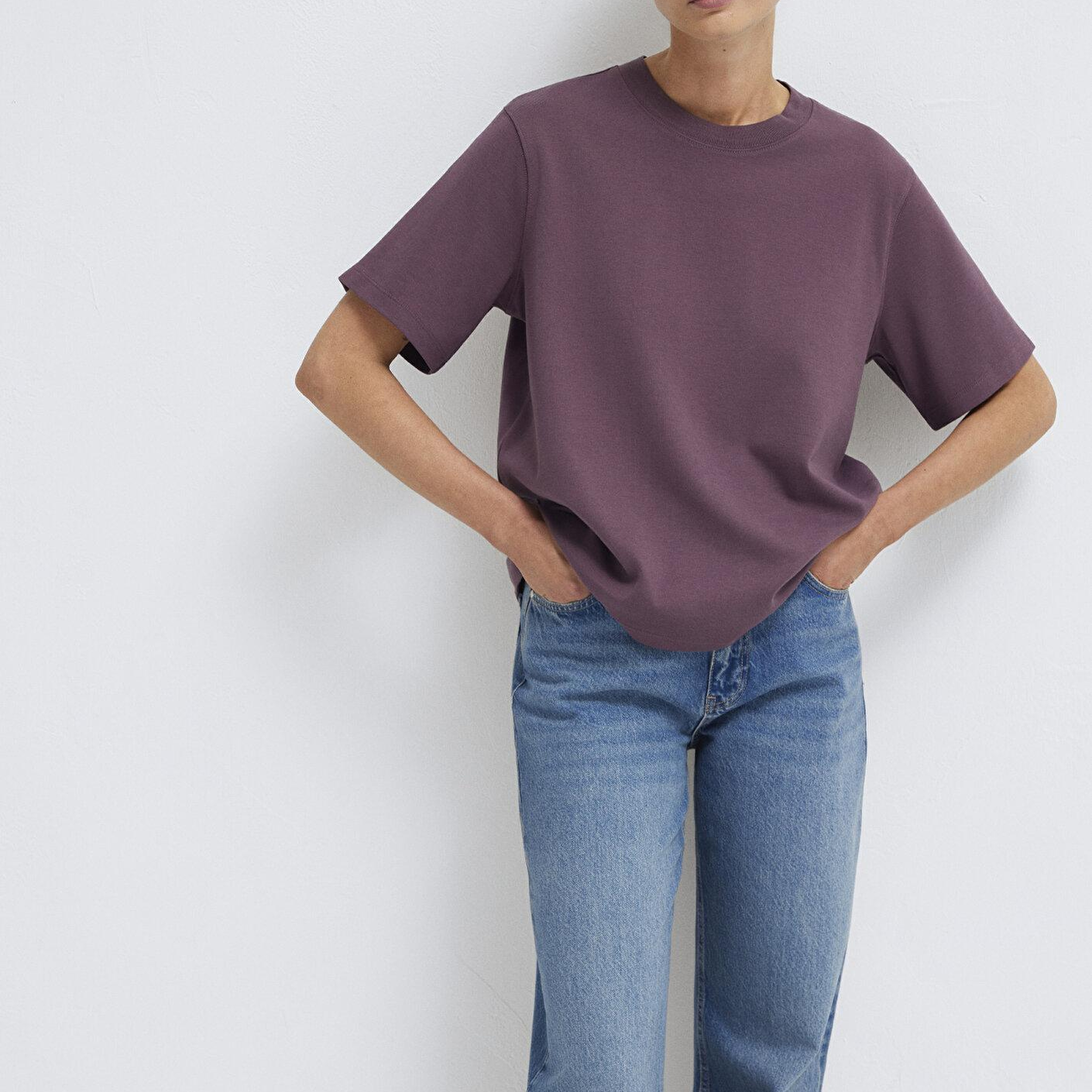 Mavi Mor Basic İnterlok Tişört Loose Fit / Bol Rahat Kesim 1613820-70260
