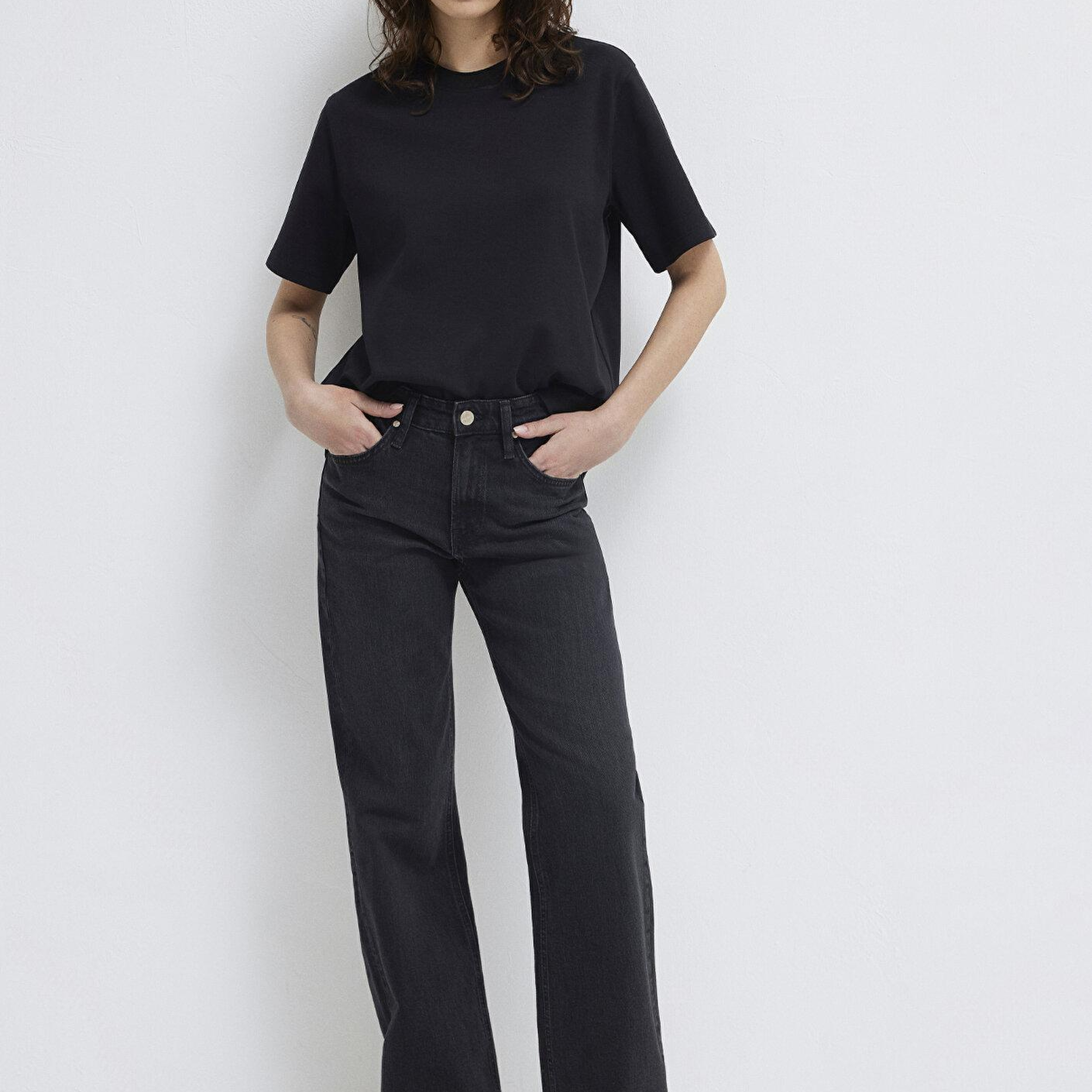 Mavi Siyah Basic İnterlok Tişört Loose Fit / Bol Rahat Kesim 1613820-900
