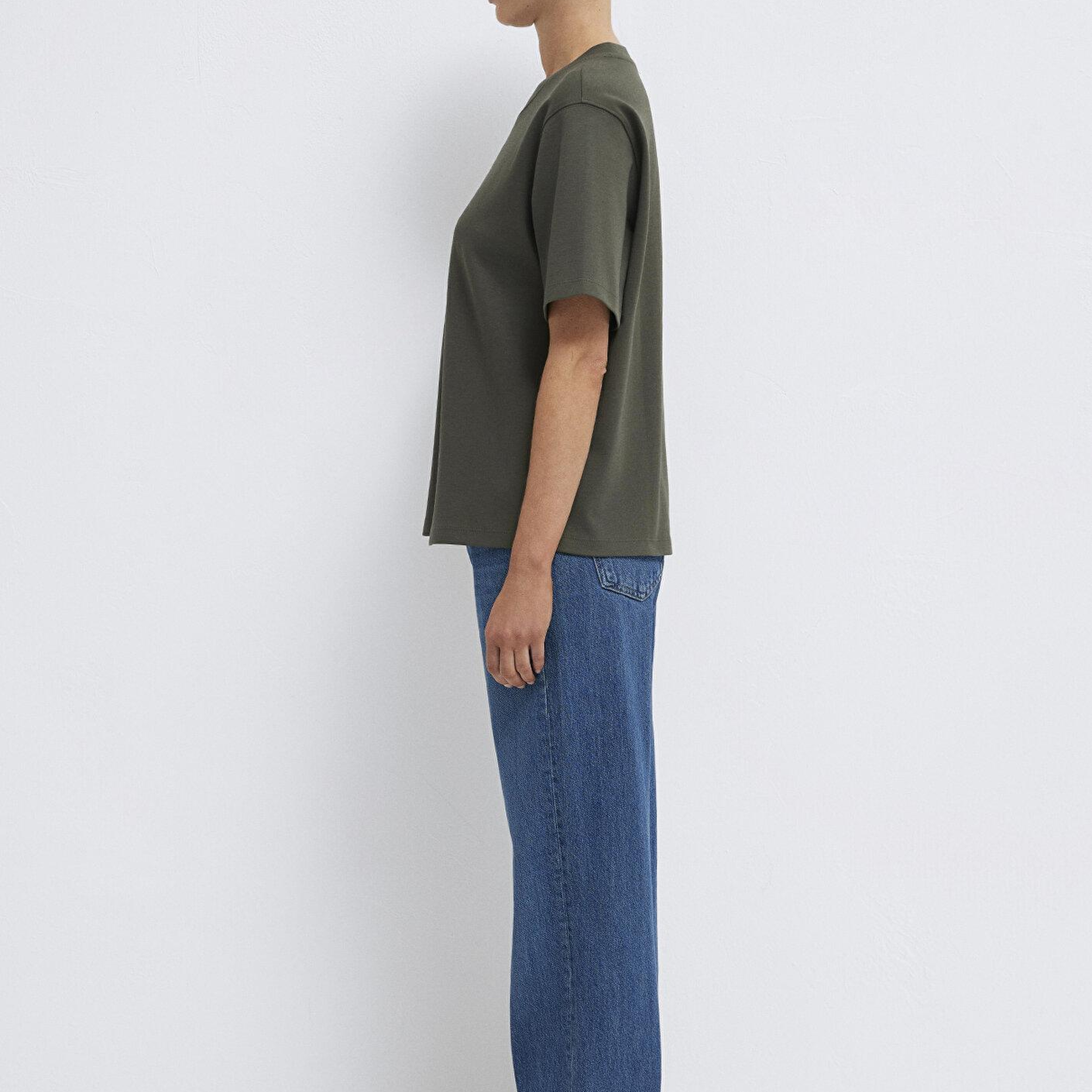 Mavi Haki Basic İnterlok Tişört Loose Fit / Bol Rahat Kesim 1613820-71553