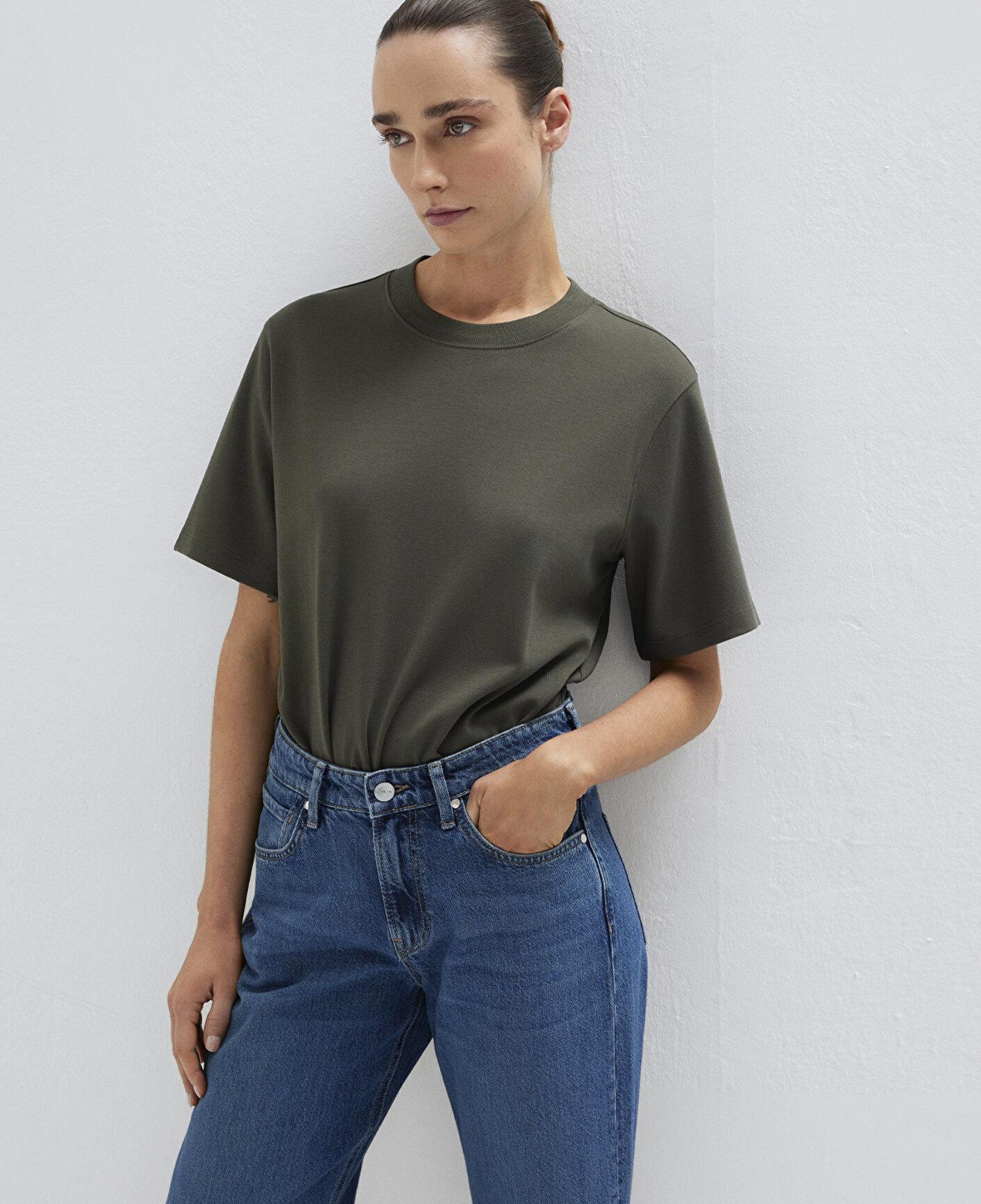 Mavi Haki Basic İnterlok Tişört Loose Fit / Bol Rahat Kesim 1613820-71553