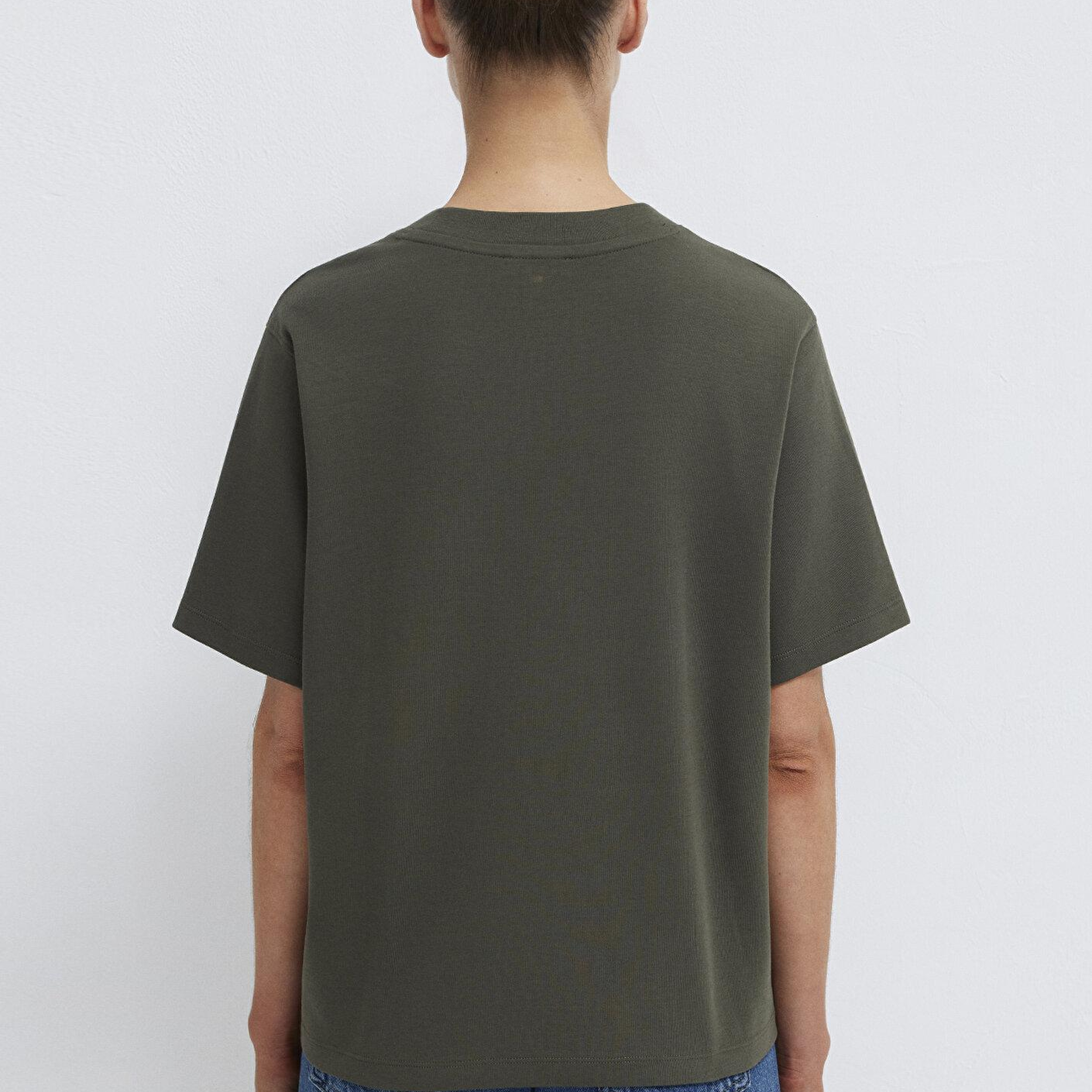 Mavi Haki Basic İnterlok Tişört Loose Fit / Bol Rahat Kesim 1613820-71553